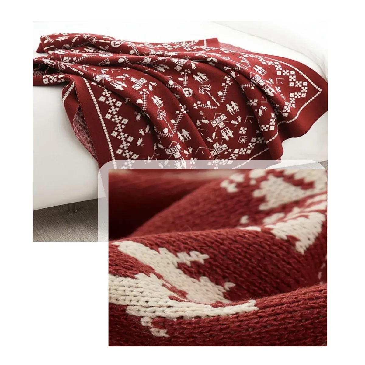 Red Knit Holiday Throw Blanket For Office And Home 4