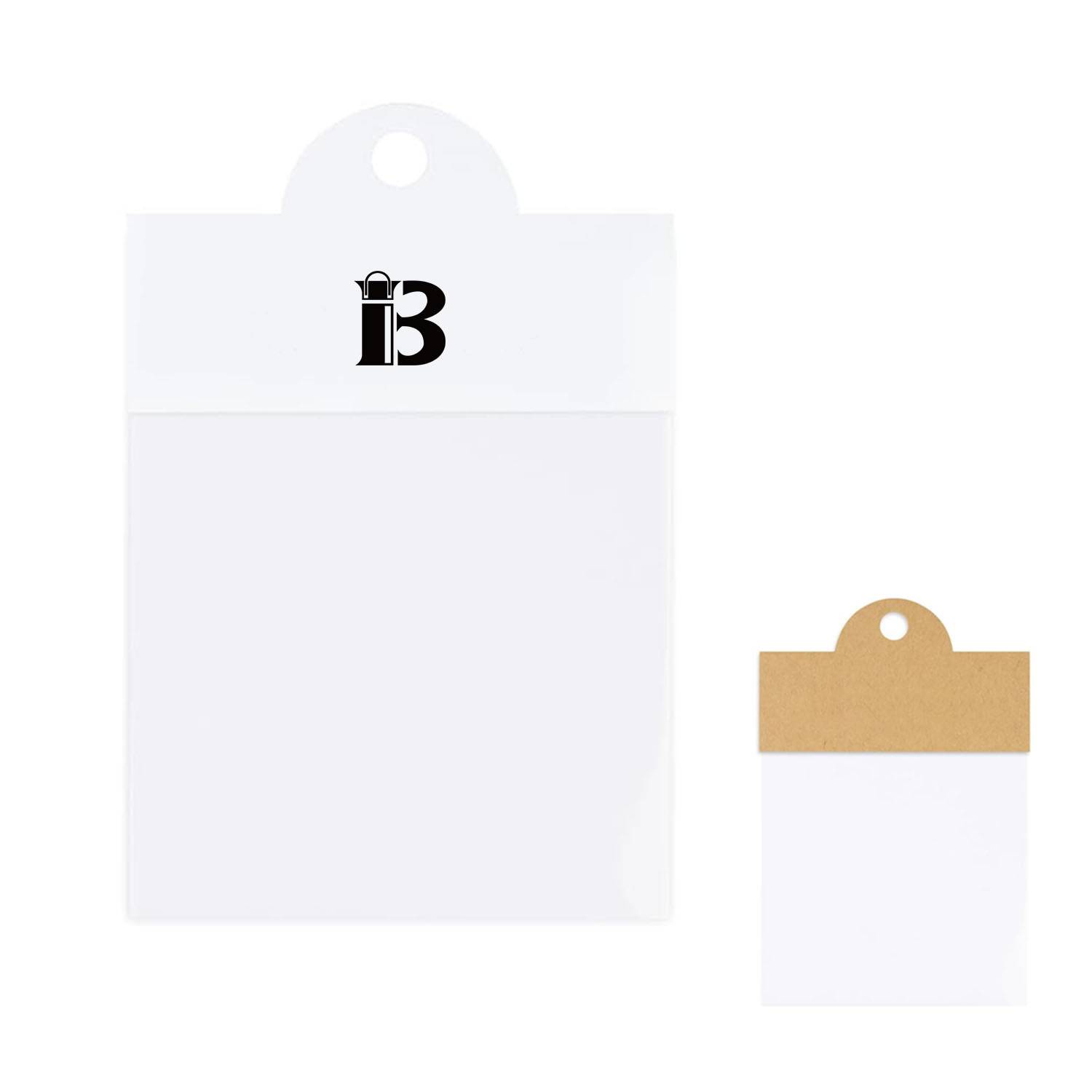 100pcs Kraft Paper Card Clear Plastic Jewelry Packaging Bag