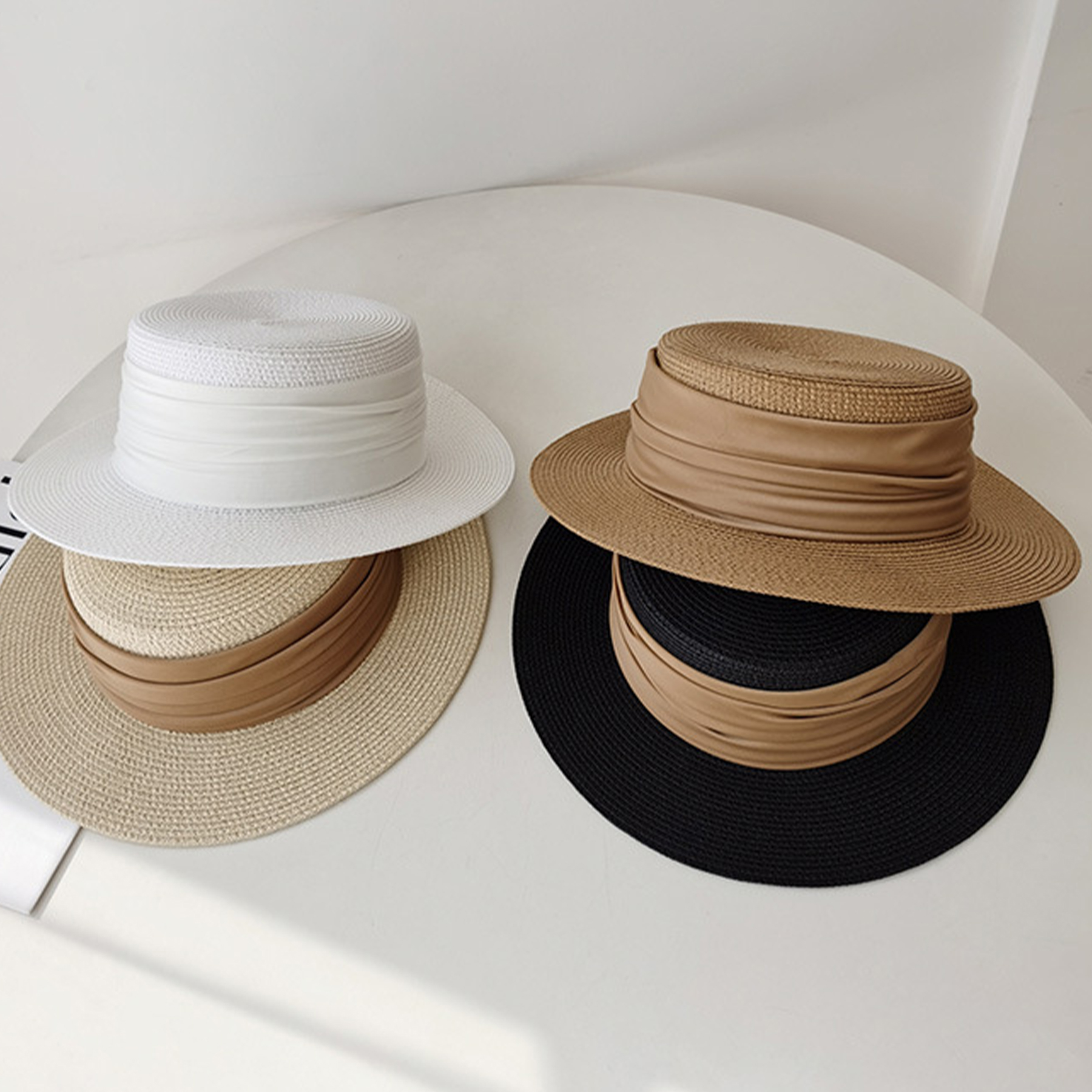 Jute Summer Sun Protection Flat Brim Sun Hat 3
