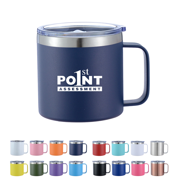 14Oz Stainless Steel Vacuum Camping Mug With Handle