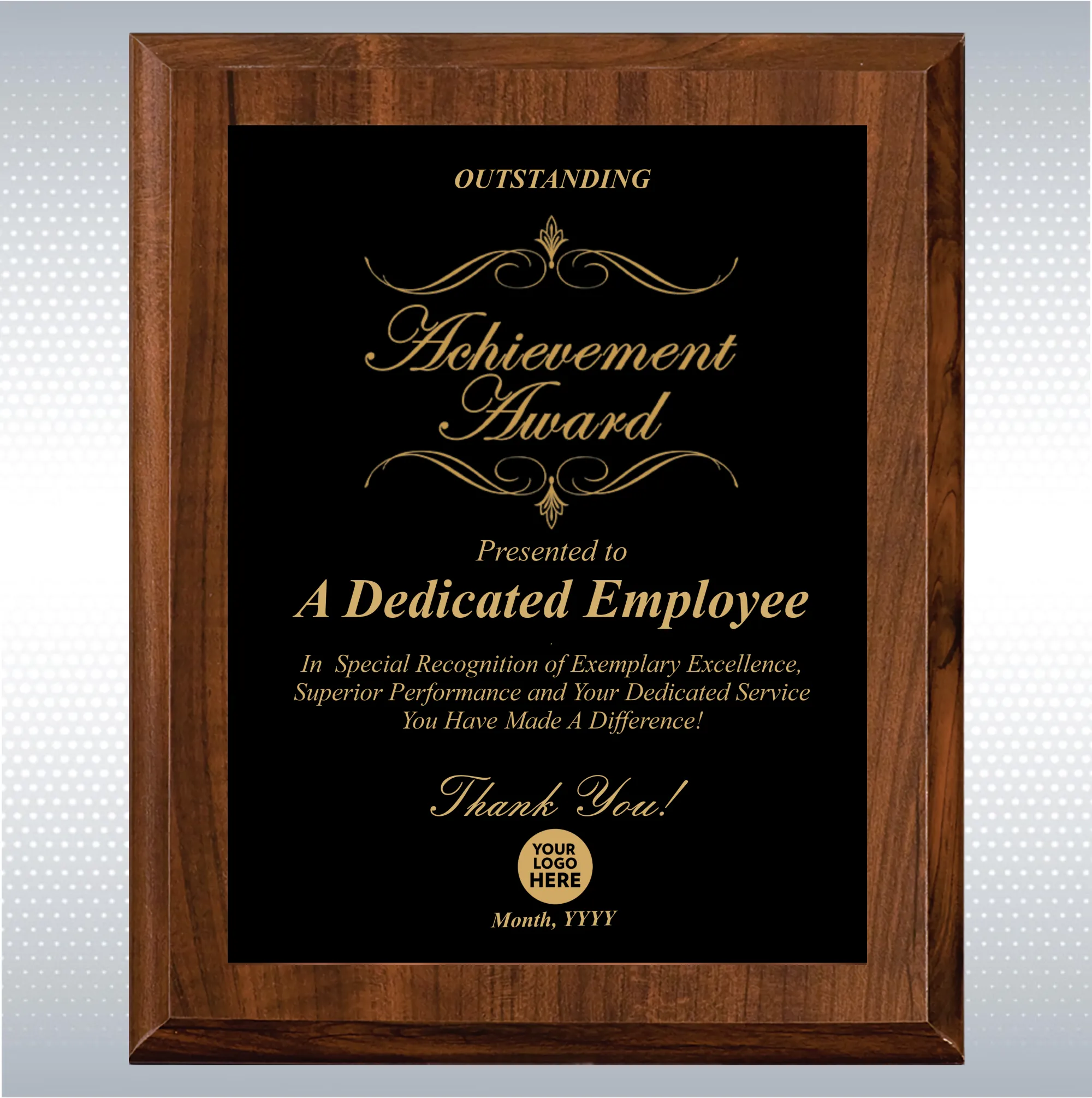 Cherry Finish Excellence Plaque , Employee Recognition Gift 18