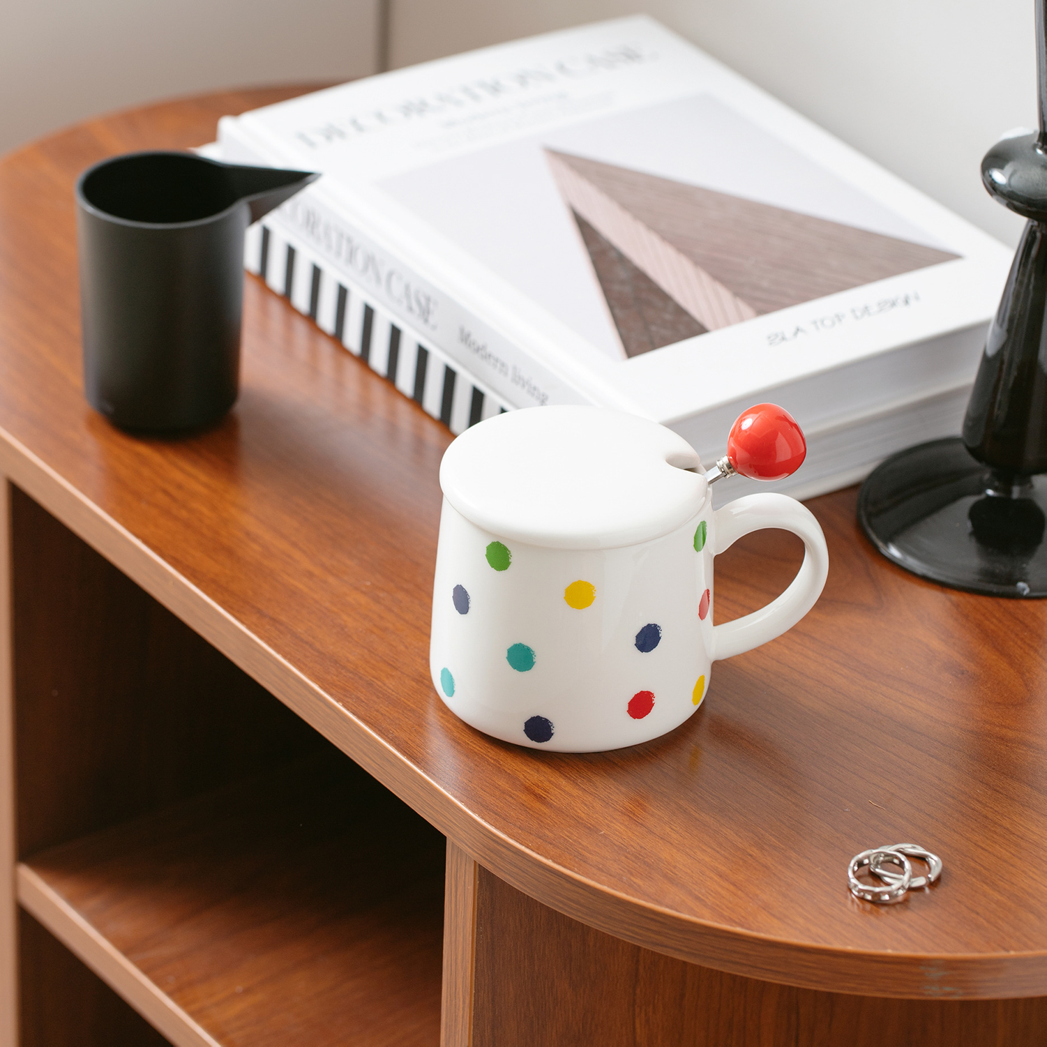 Cute Ceramic Cup With Lid And Spoon Novelty Mug 3