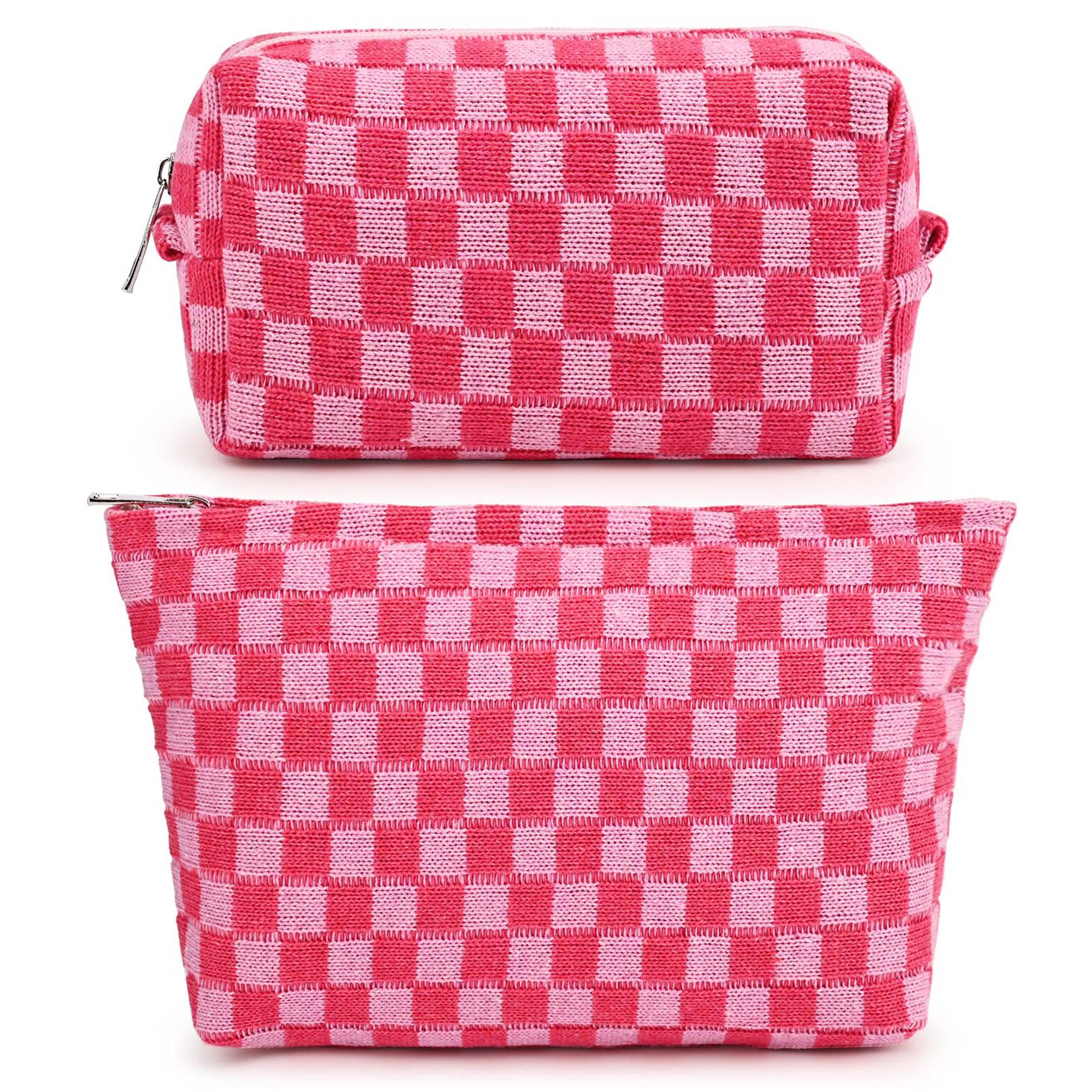 Wool Large Checkered Cosmetic Storage Bag with High Capacity 3