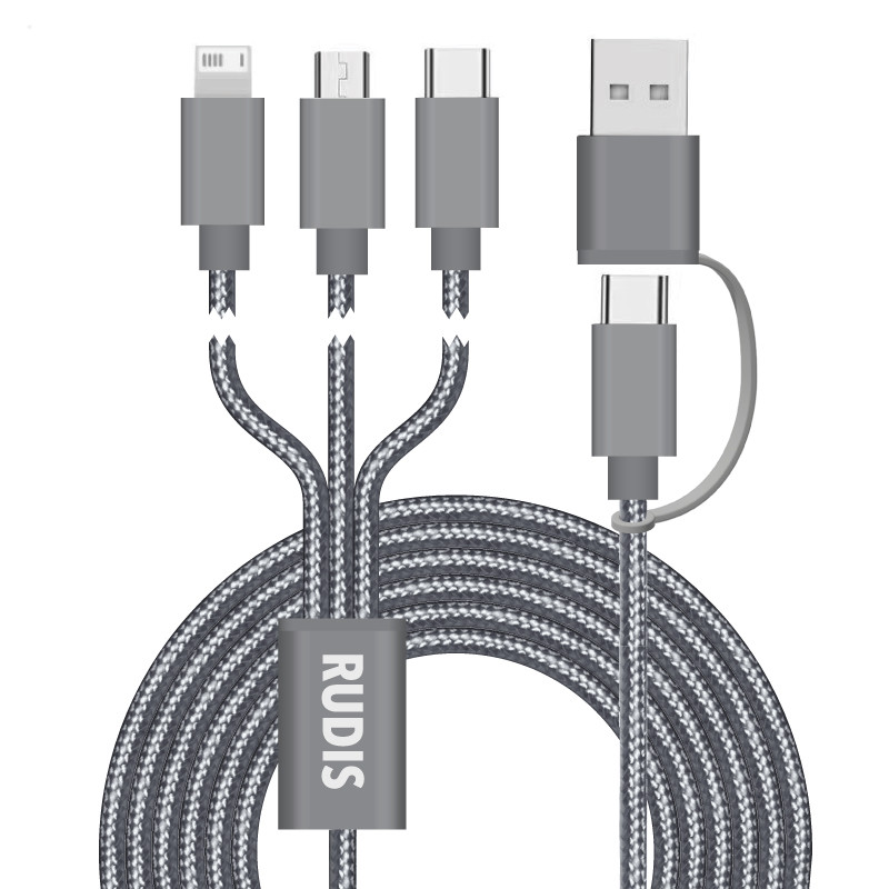 Connect Reach 5ft 3-in-1 Braided Charging Cable with Type-C Input 2