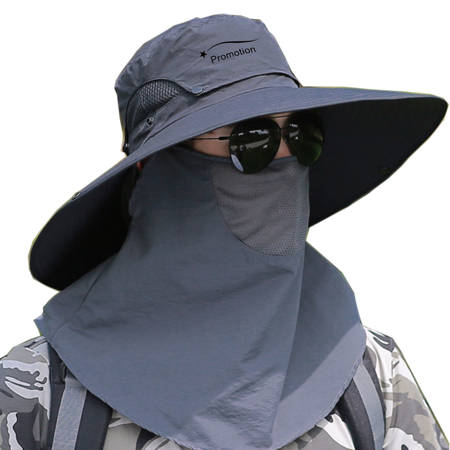 Outdoor Face Mask Wide Brim Bucket Hat 2
