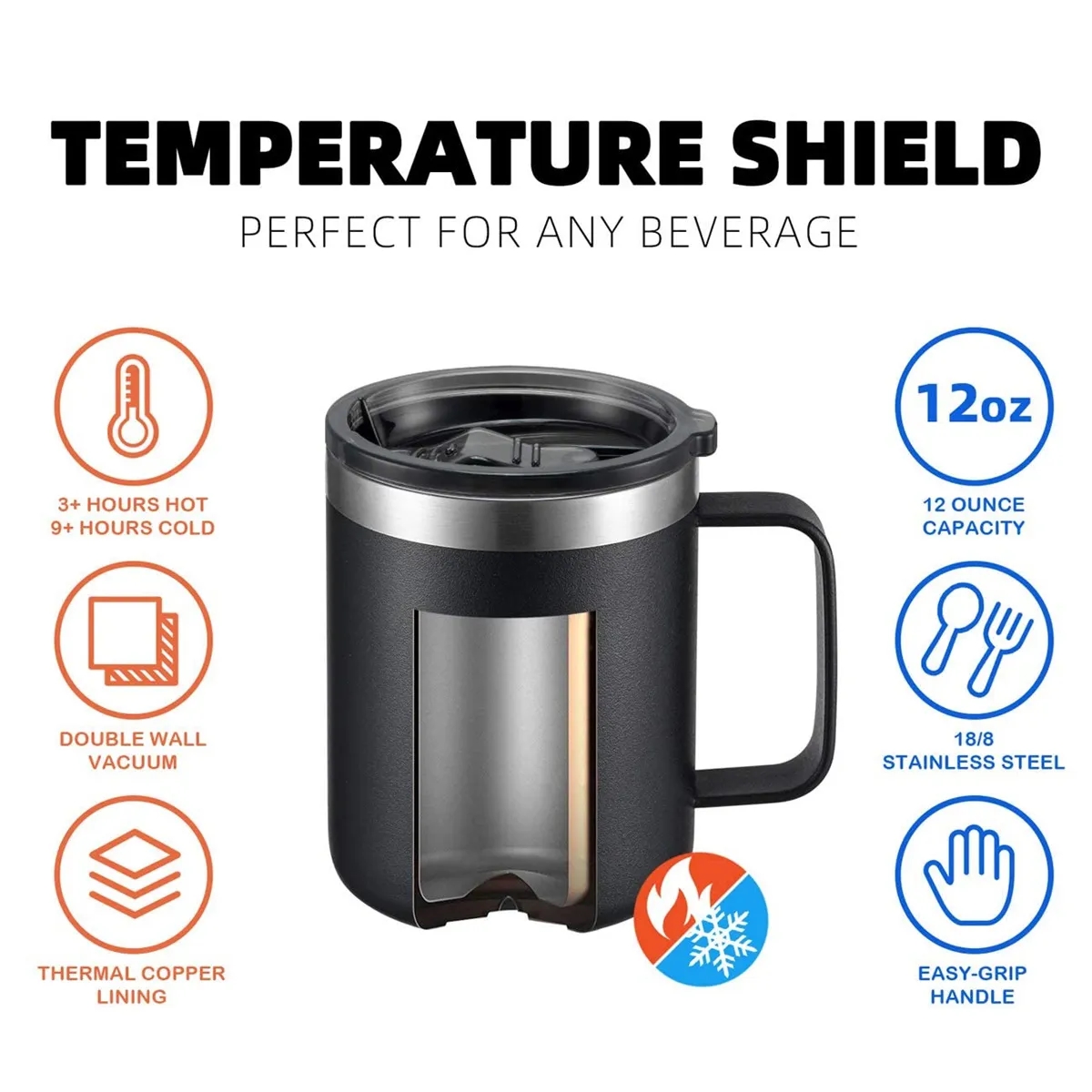 12oz Stainless Steel Insulated Coffee Mug with Handle 3