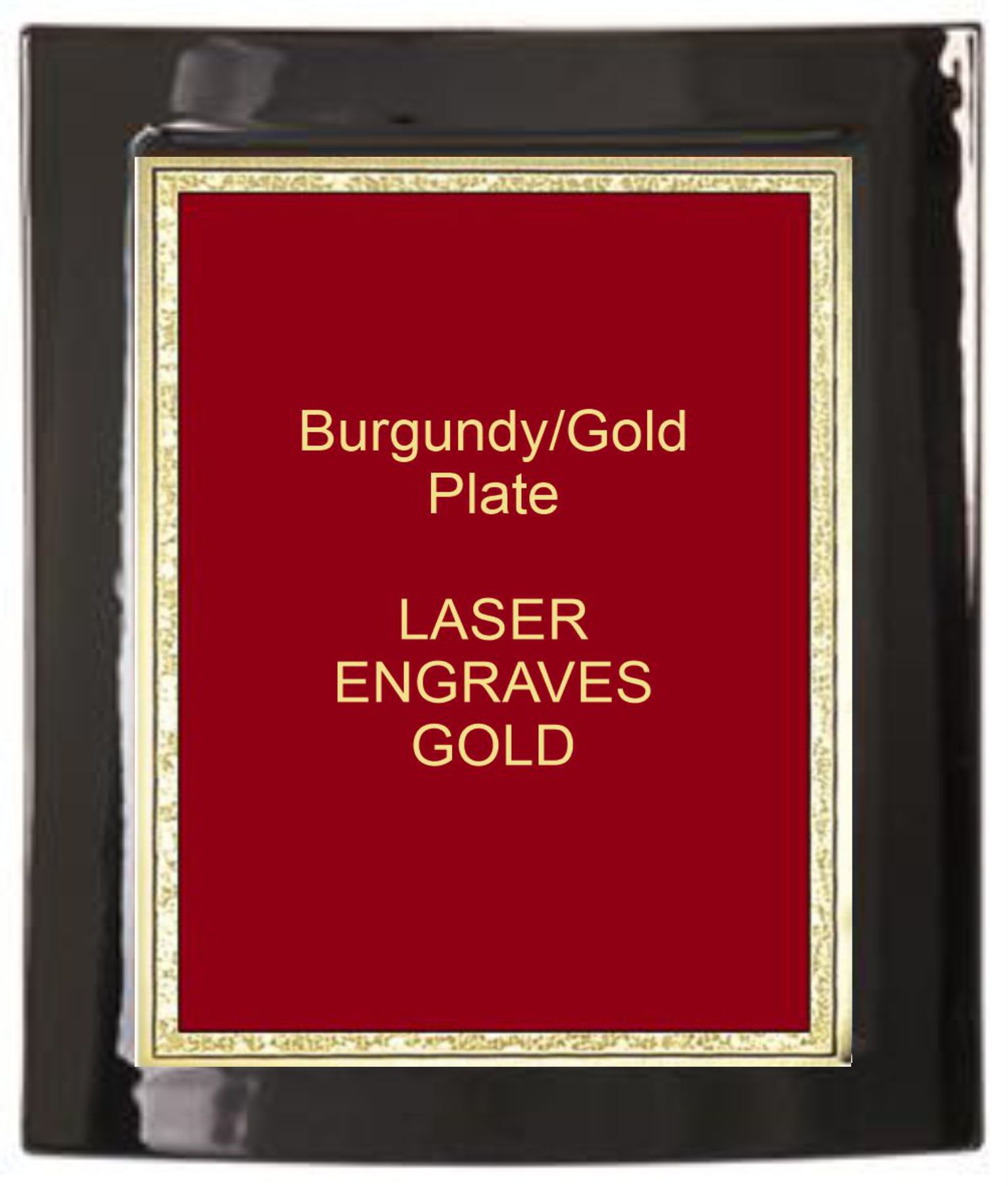 8-1/2" x 10" Black Piano Finish Eclipse Plaque with a Red Florentine Plate 1