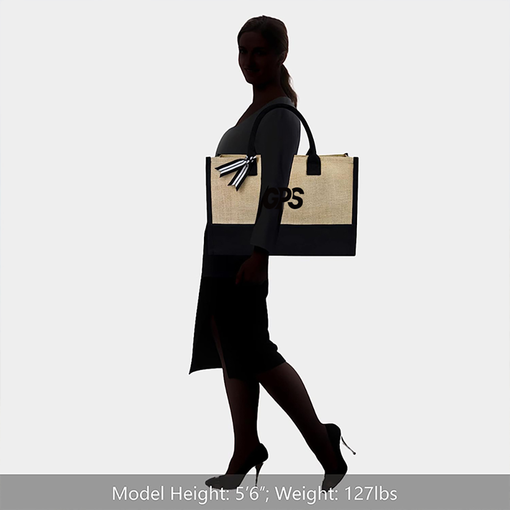 Customizable Initial Jute Tote Bag, custom tote bag with logo imprint 5