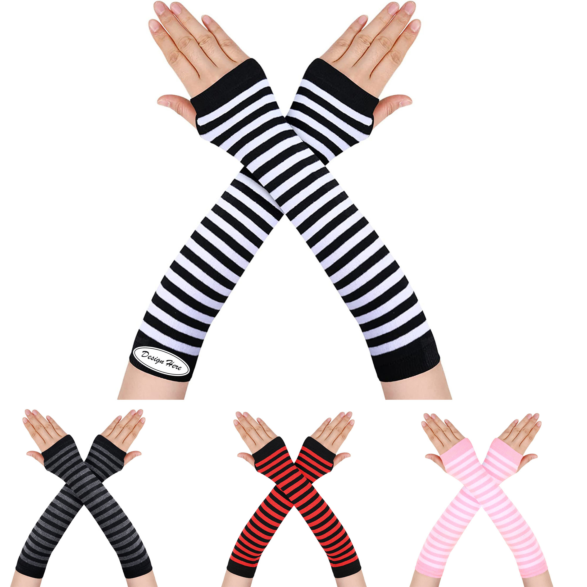 Punk Gothic Rock Long Arm Warmer Fingerless Gloves 2