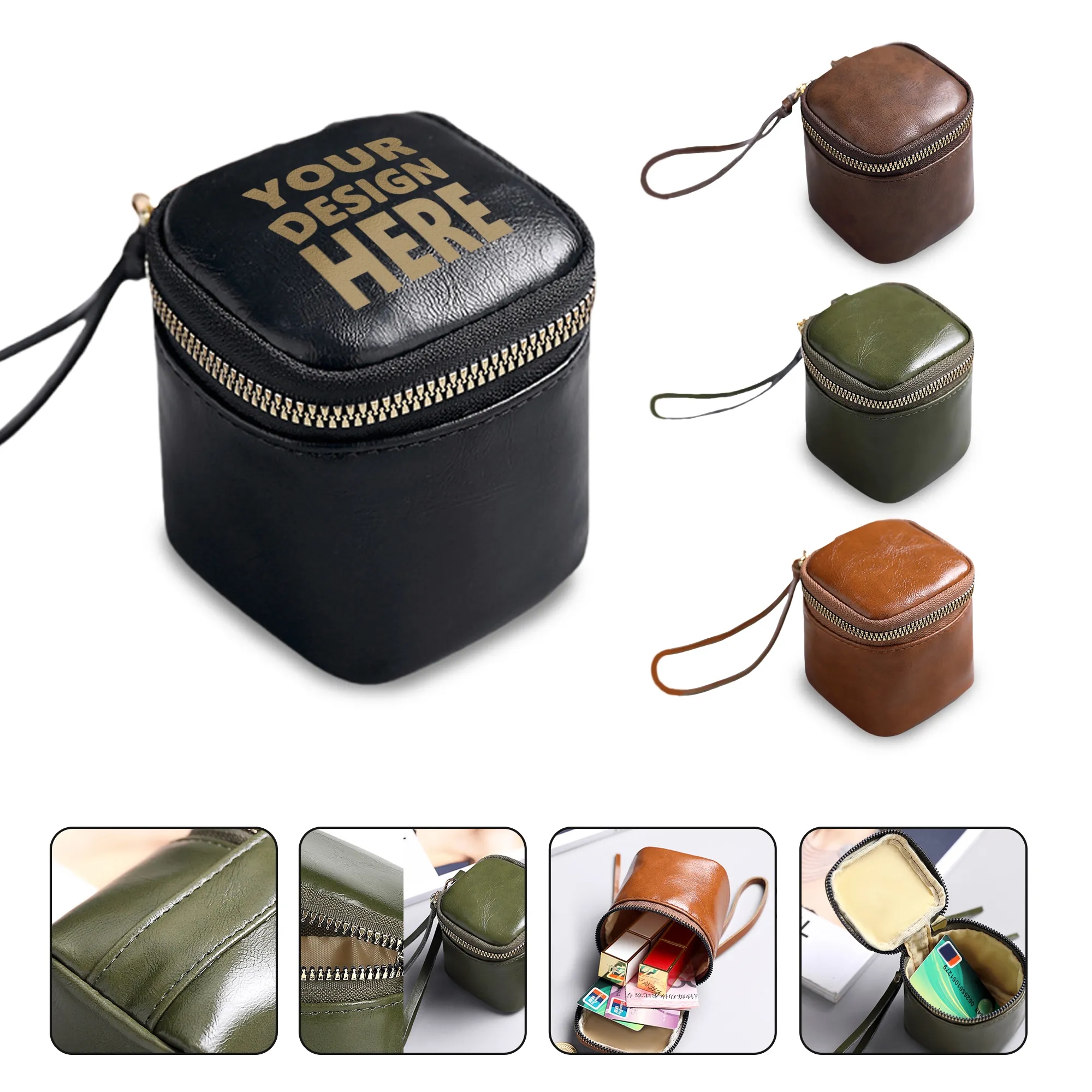 Small Waxed Leather Organizer Pouch