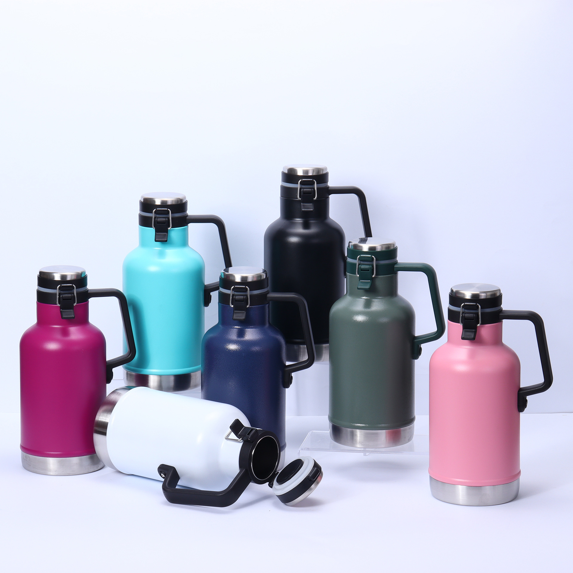 64 oz Double Wall Insulated Stainless Steel Growler, custom water bottle with logo imprint 9