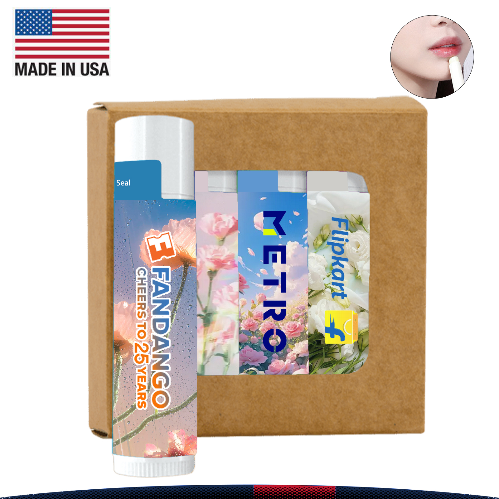 Kissel SPF 15 Lip Balm 4-Pack in Kraft Window Box 4