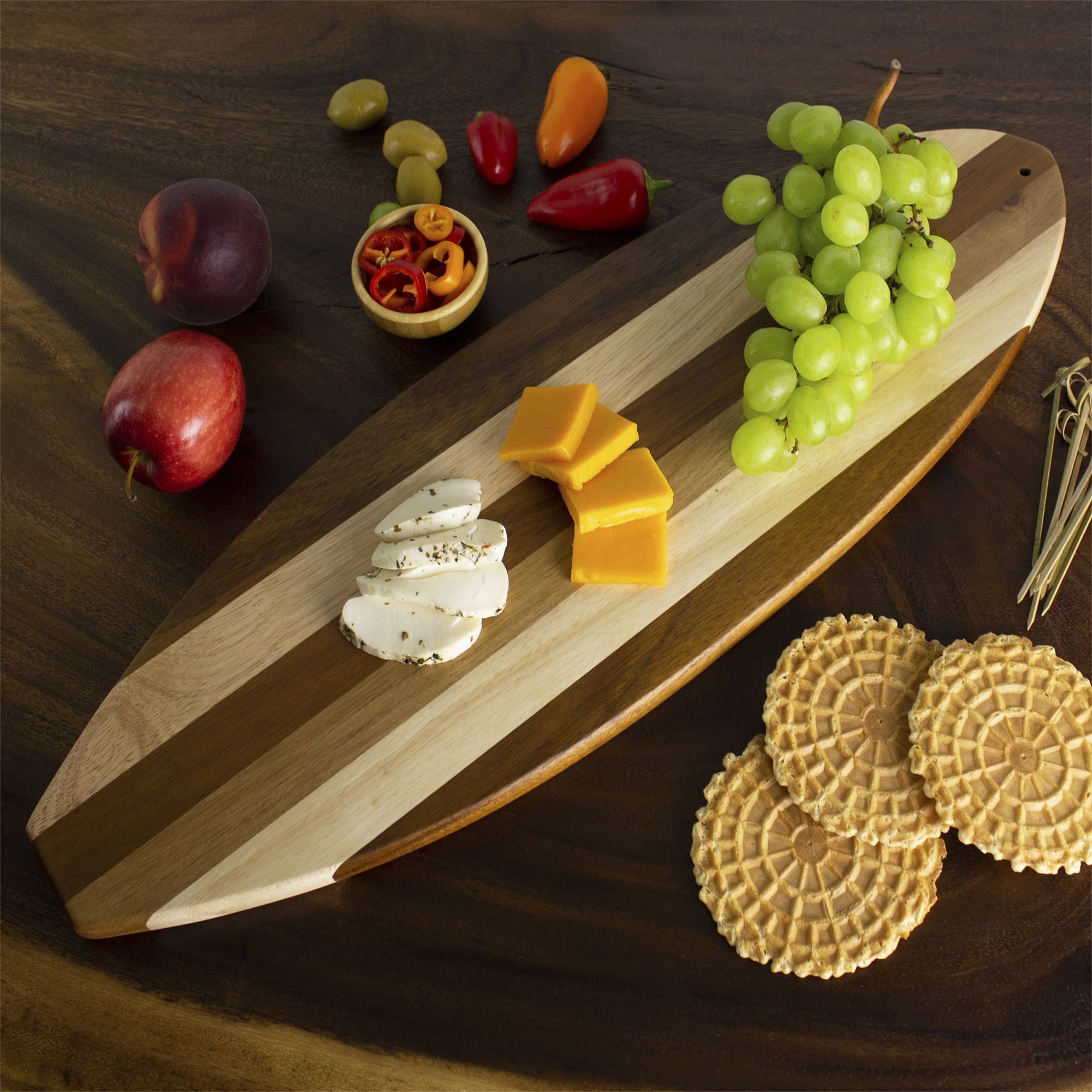 Rock & Branch® Shiplap Series Surfboard Cutting & Serving Board 6