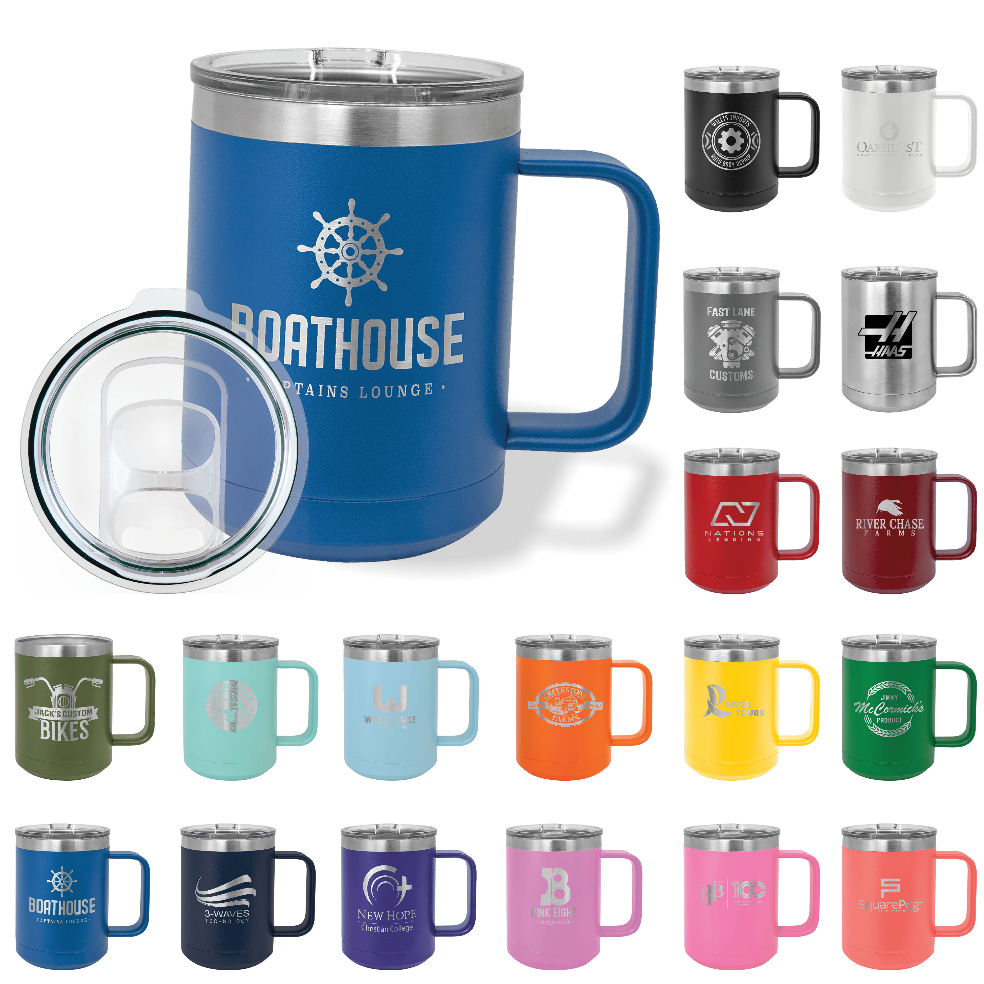 Polar Camel 15 oz. Stainless Steel Coffee Mug w/ Sliding Lid