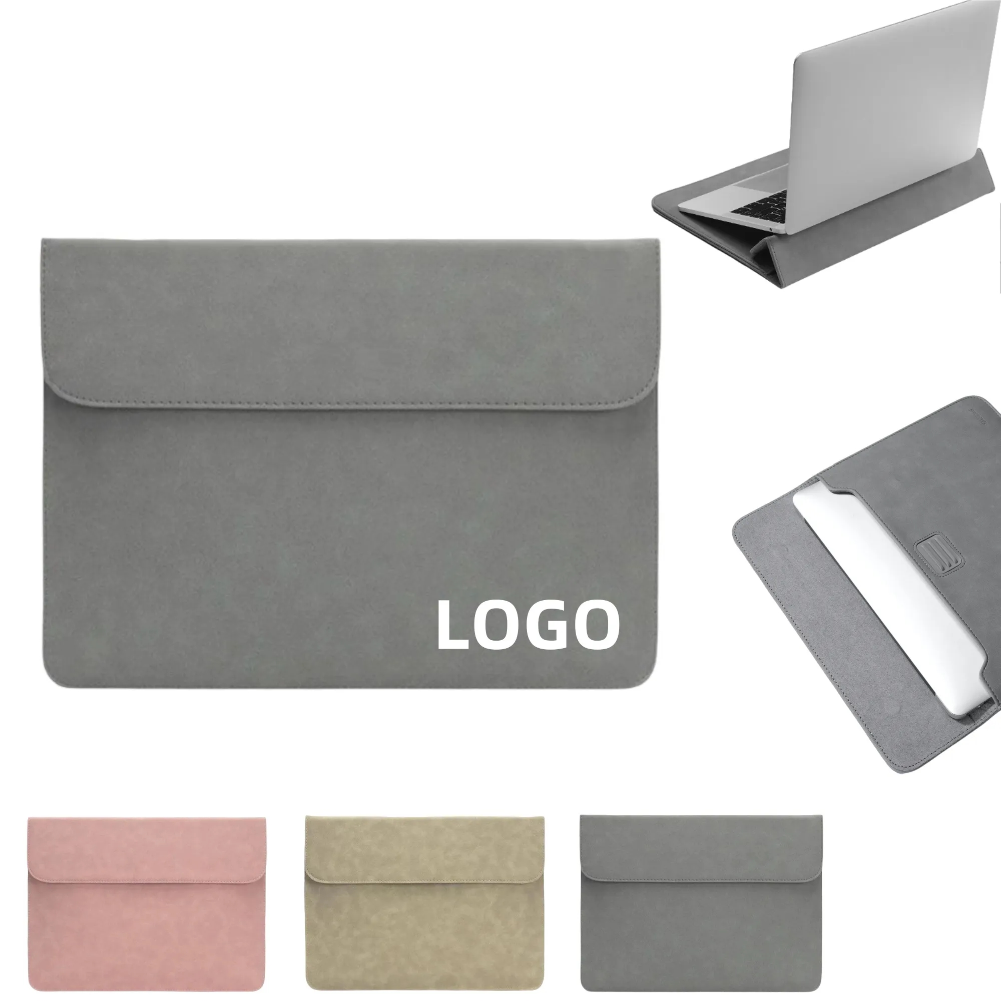 PU Leather Laptop Sleeve Protective Case With Stand
