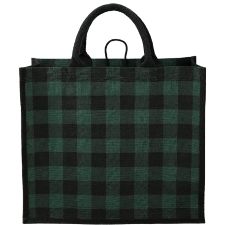 Buffalo Plaid Printed Jute Tote 34