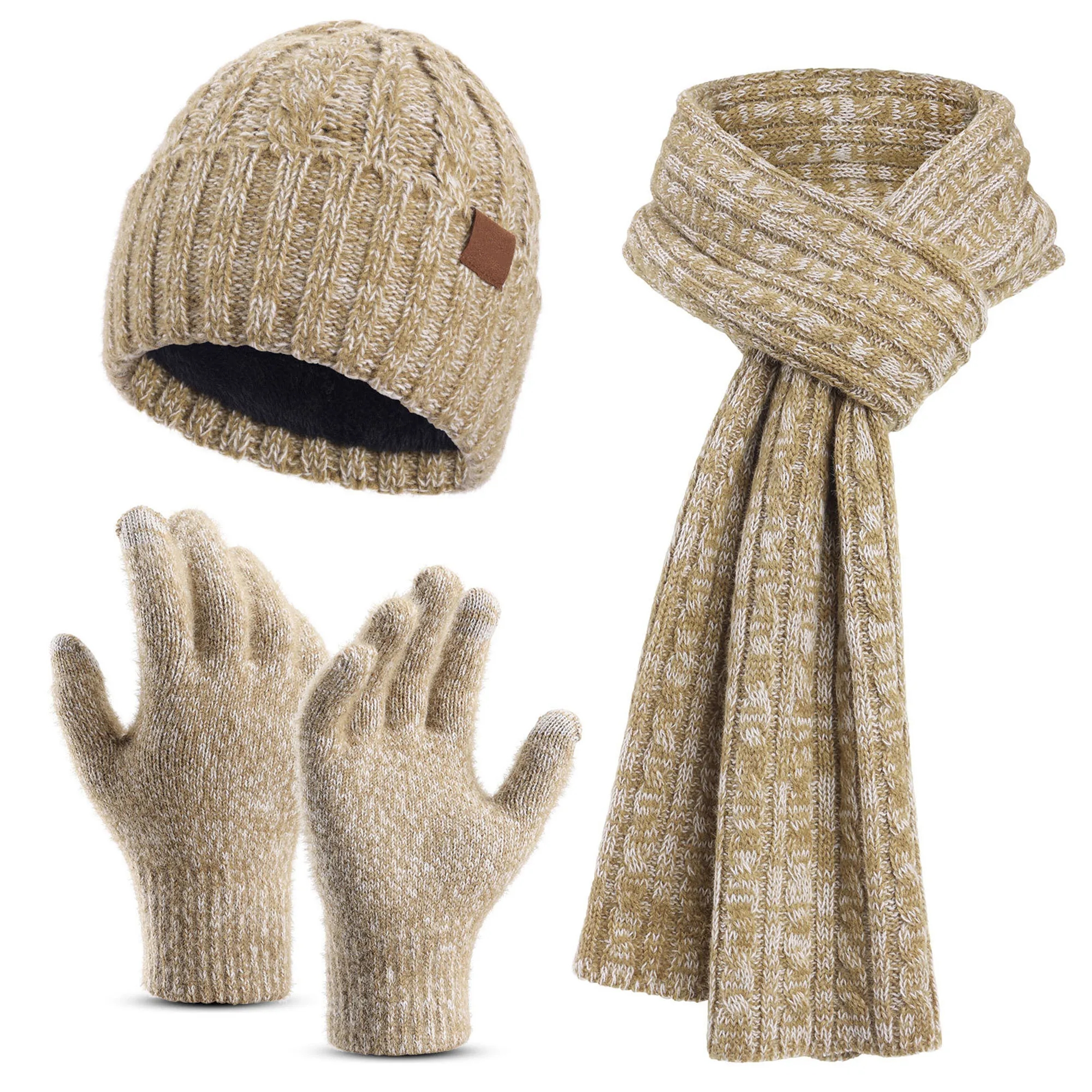 3 In 1 Winter Beanie Hat Gloves Scarf Set 4