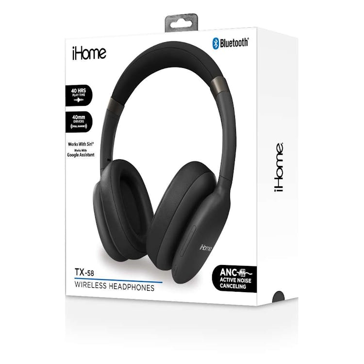 iHome Wireless Headphones with Active Noise Cancelling - Black 2