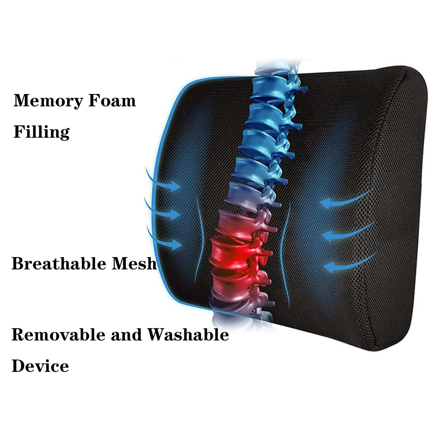 Mesh Memory Foam Lumbar Support Pillow 8