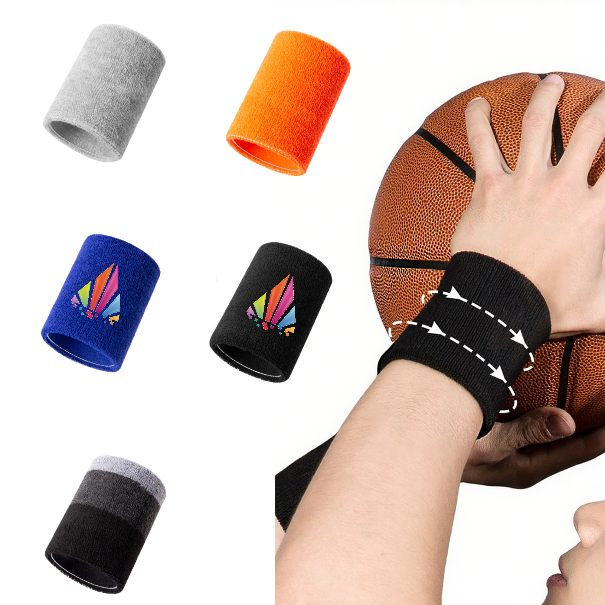Full Color Absorbent Elastic Sports Wristband MOQ 50 2