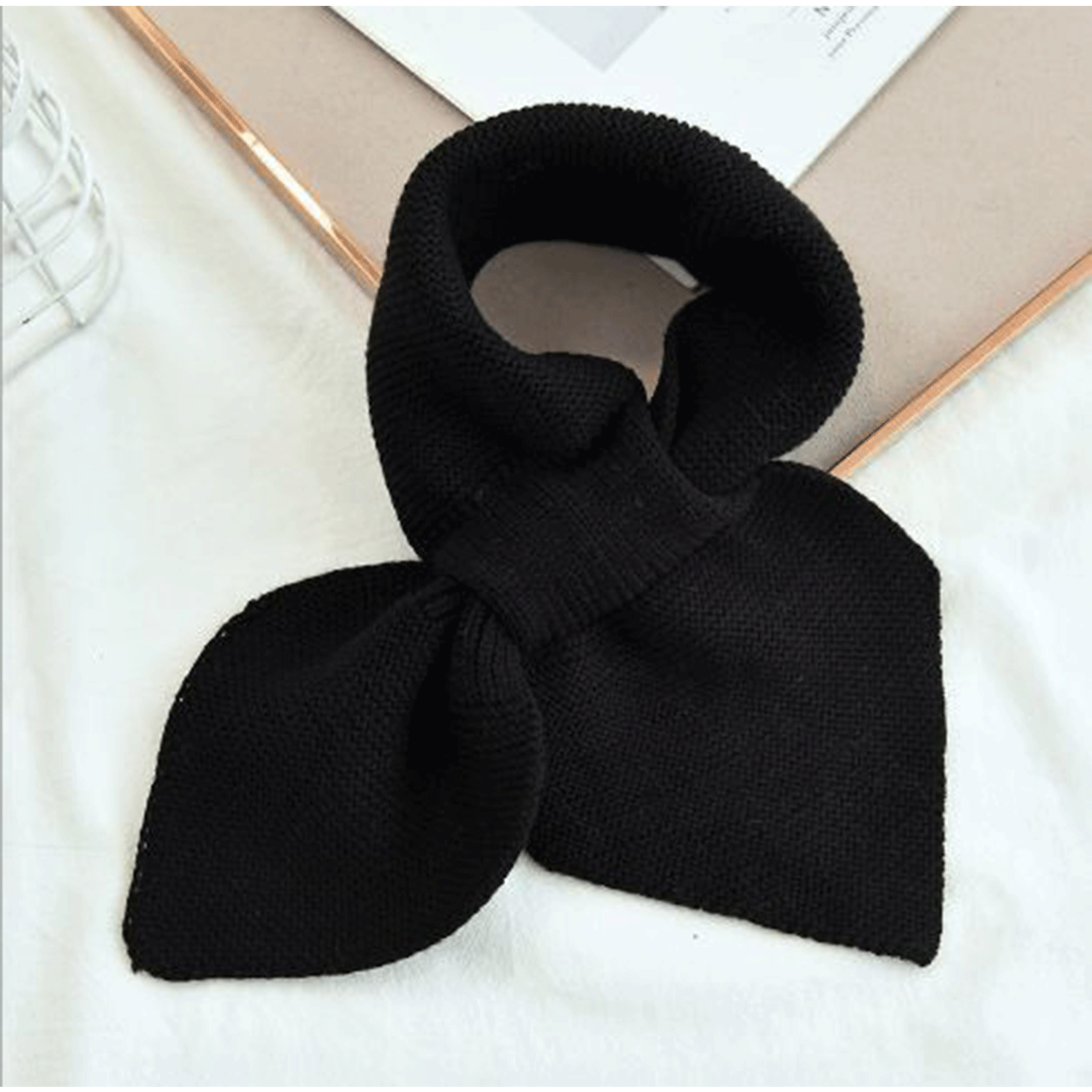 Winter women neck warmer soft knit bow shape colored Scarf 5