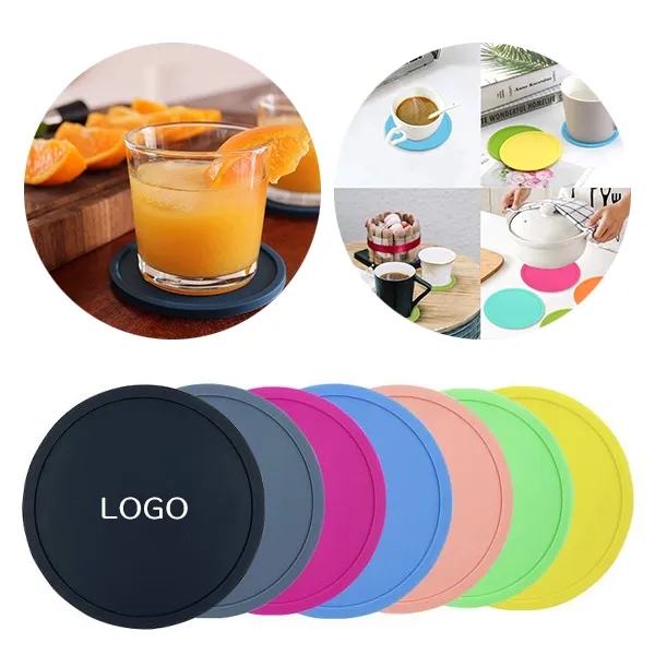 Round Silicone Coaster Set - 4-inch Diameter 6