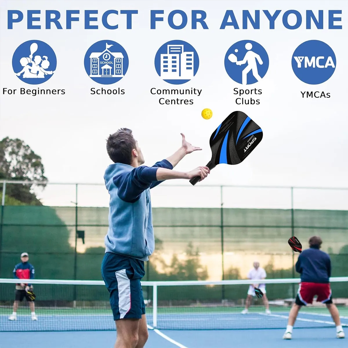 Wood Pickleball Paddles Set of 4 4