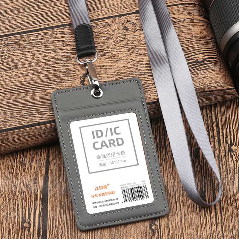Genuine Leather ID Badge Holder with 3 Slots 2