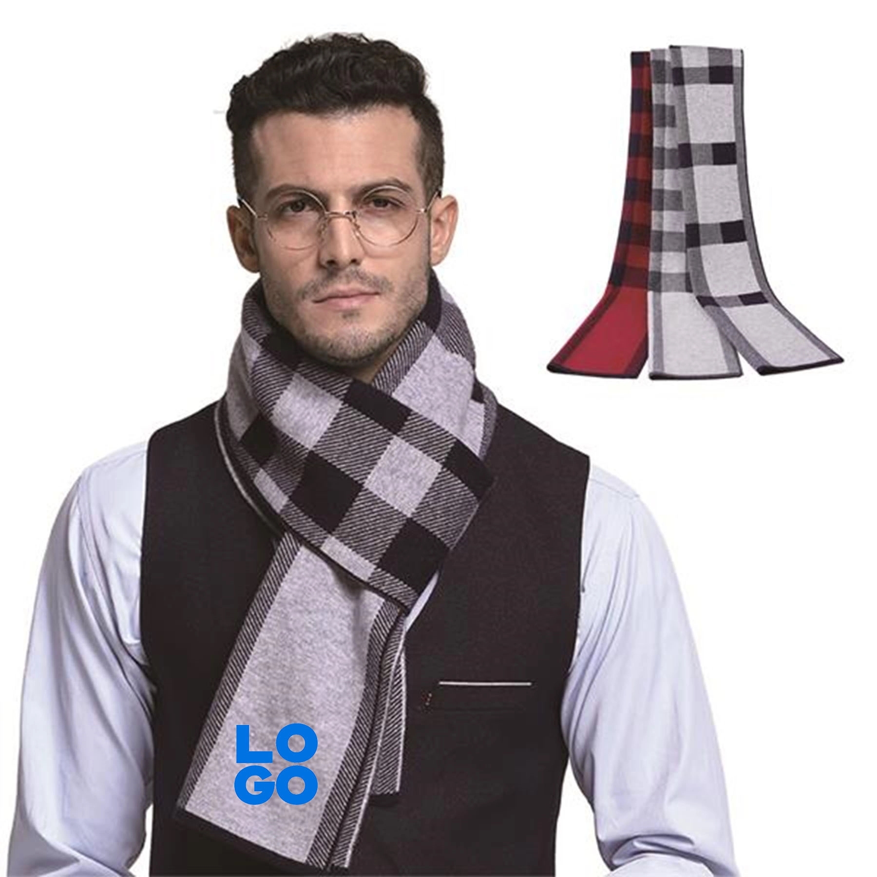 Striped Wool Scarf for Men 2