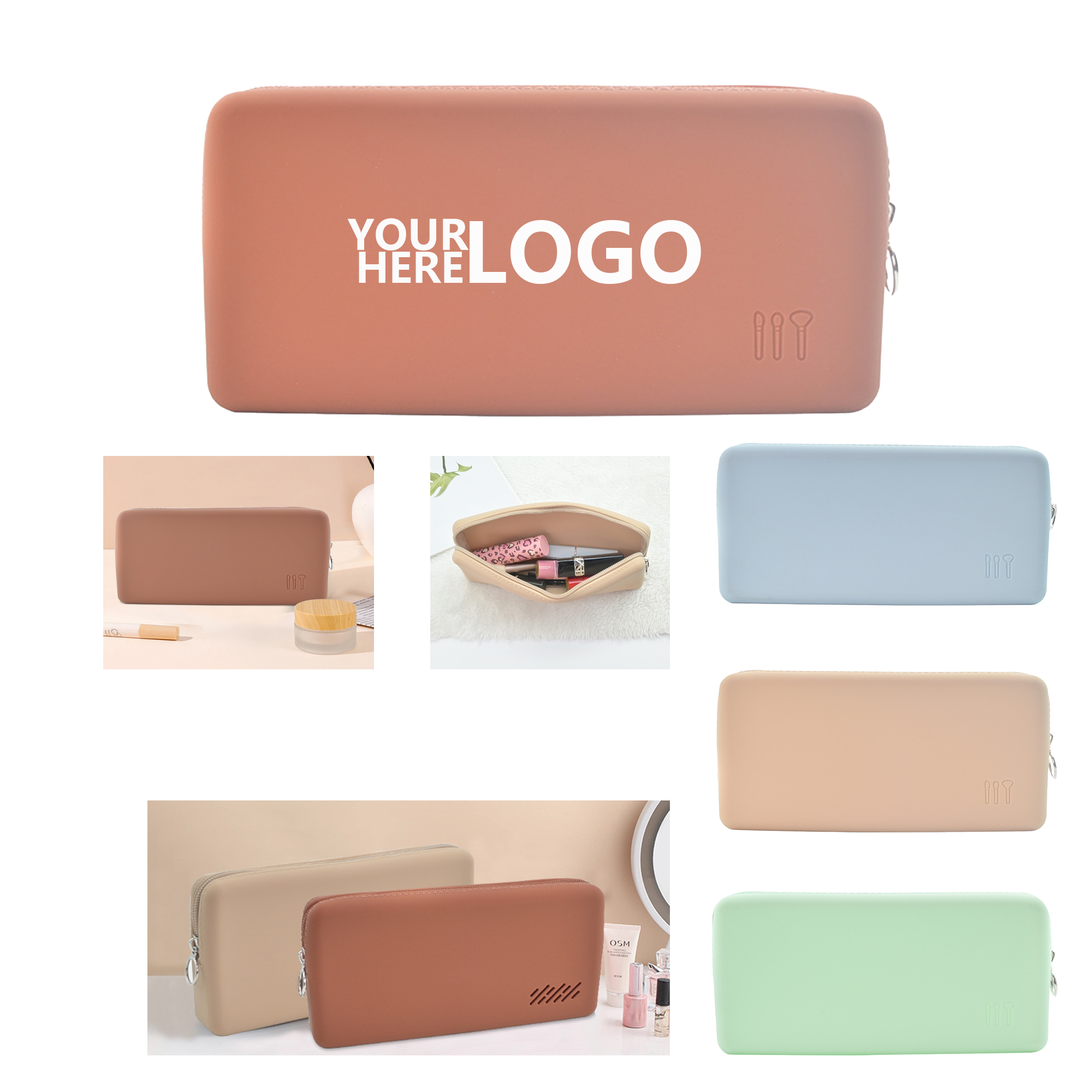 Silicone Zippered Portable Makeup Bag for Travel and Outdoor Use with Ample Space 2
