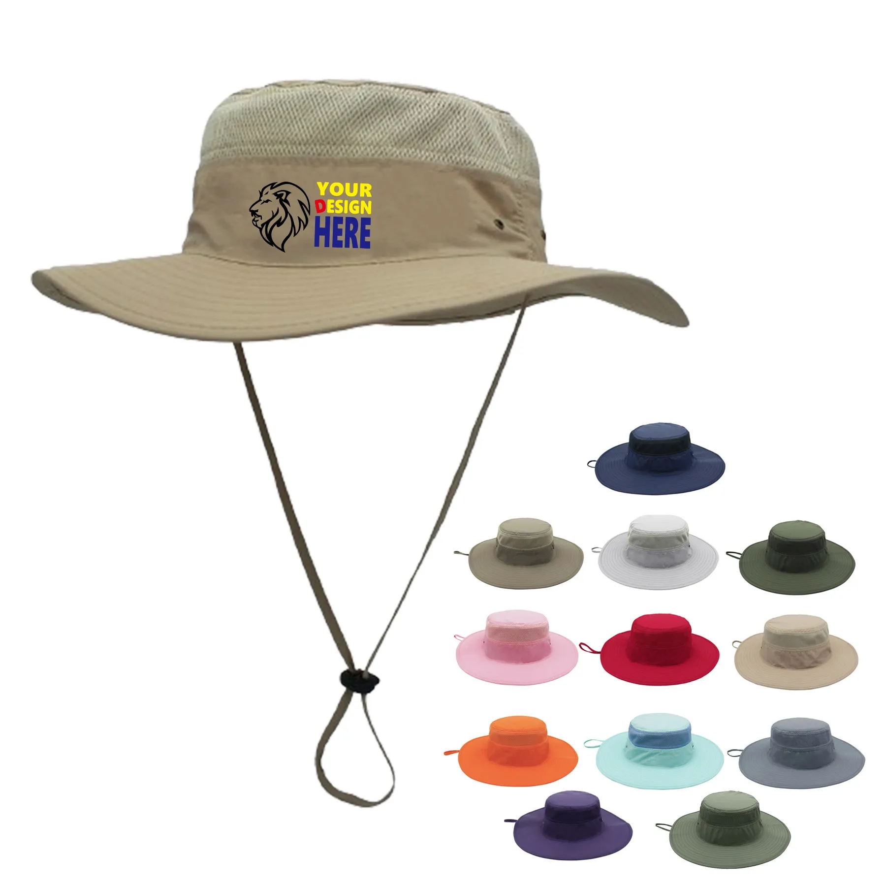 Full Color Wide Brim UV Protection Bucket Hat 1