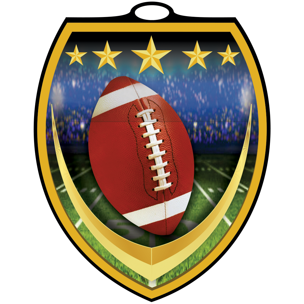 Football Vibraprint™ Shield Medallion (3")