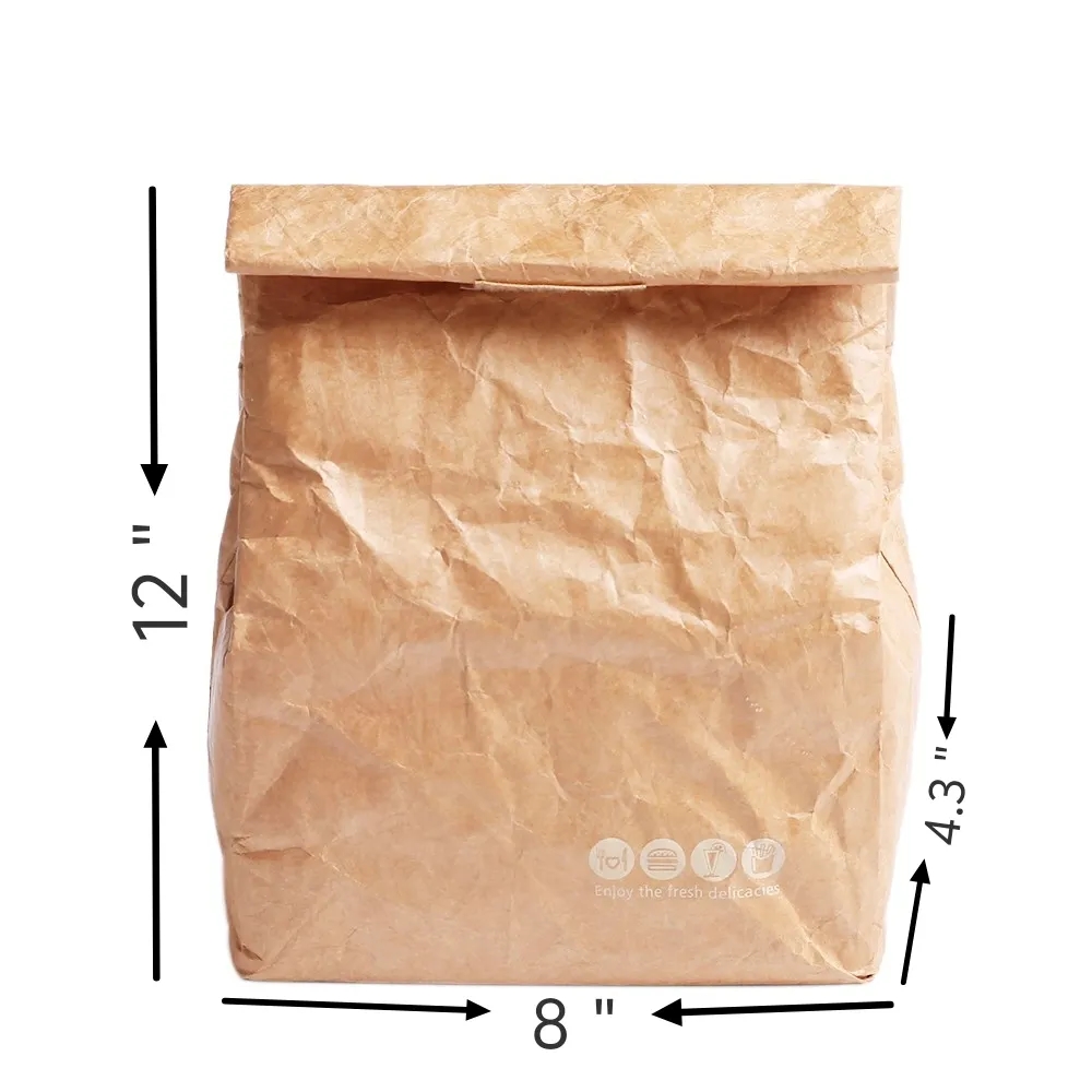 12" Insulated Brown Paper Lunch Bags 6