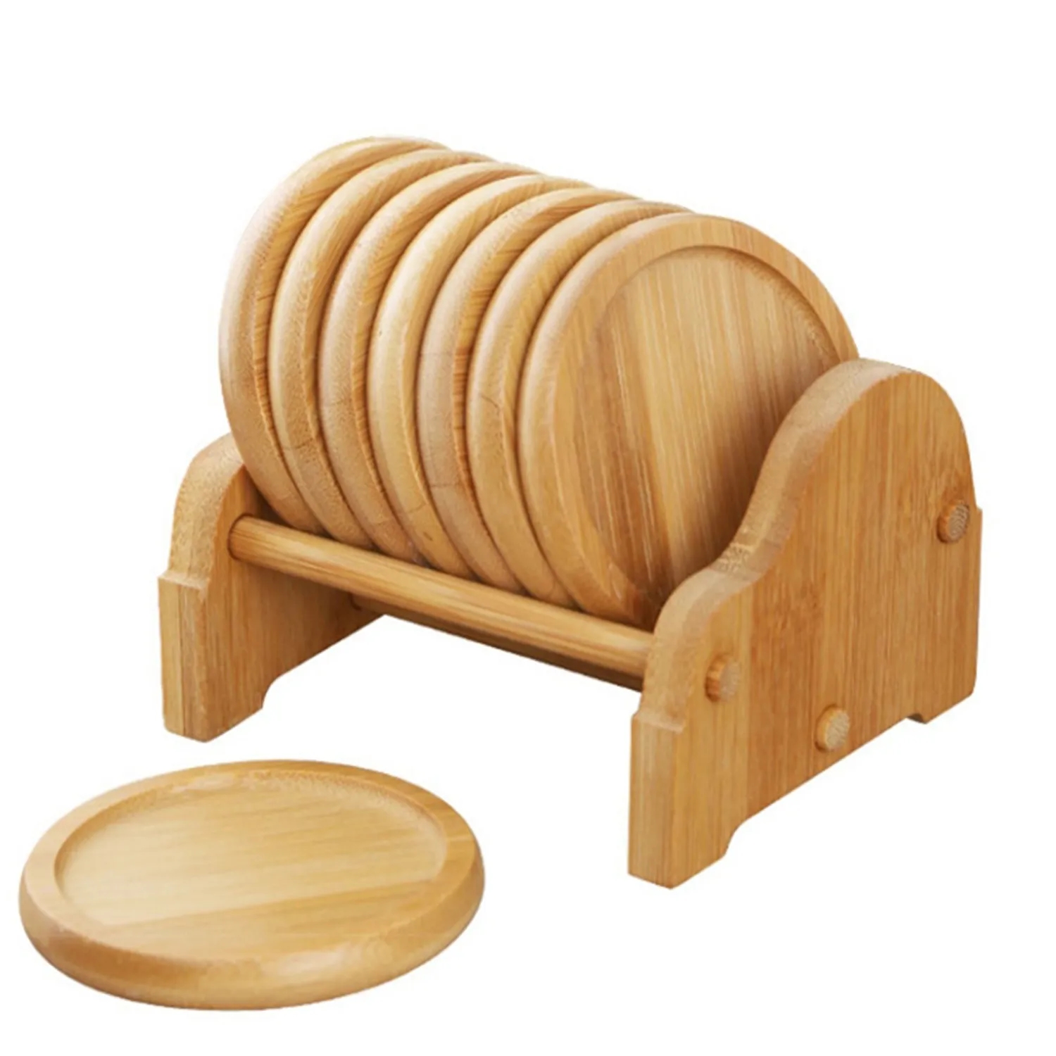 4-inch round solid wood insulated coaster 7