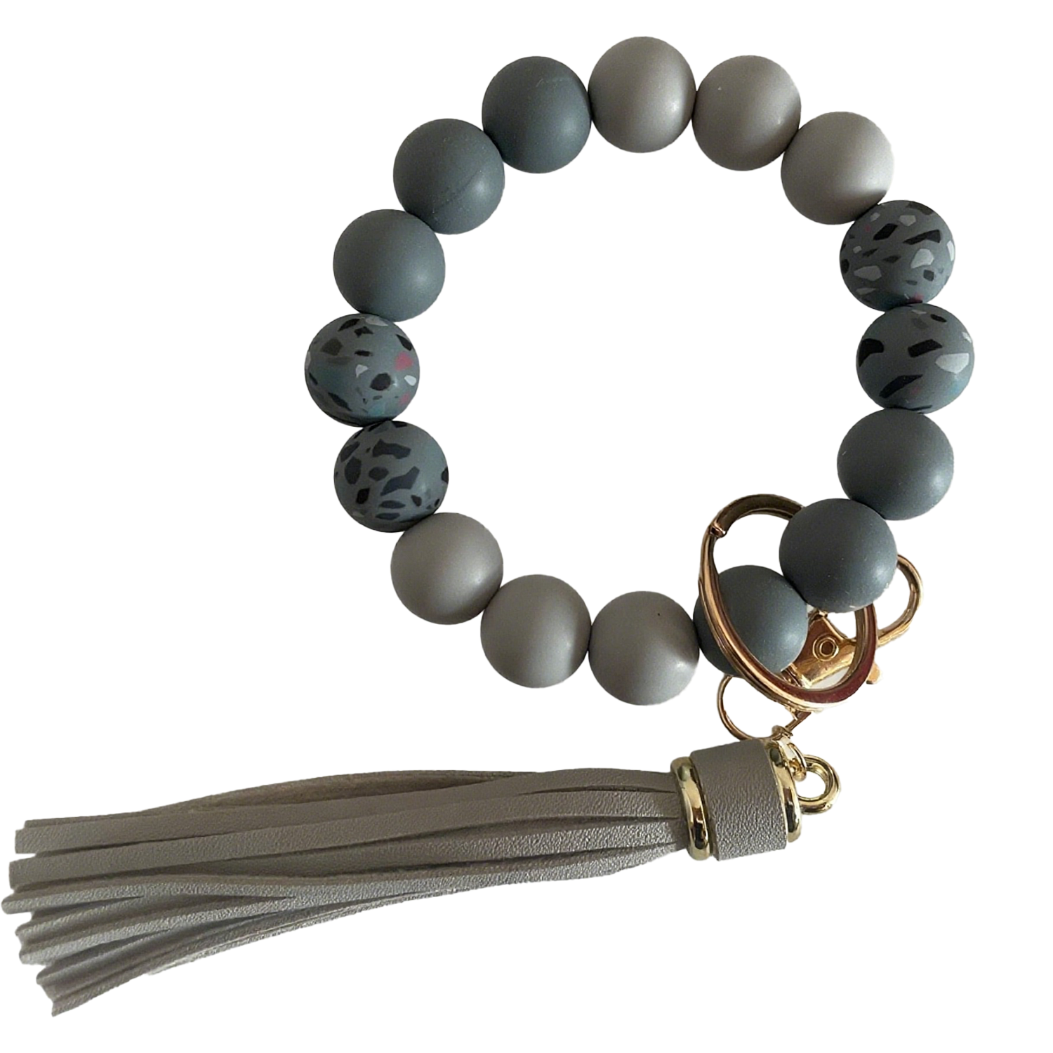Silicone Beaded Tassel Bracelet Keychain 16
