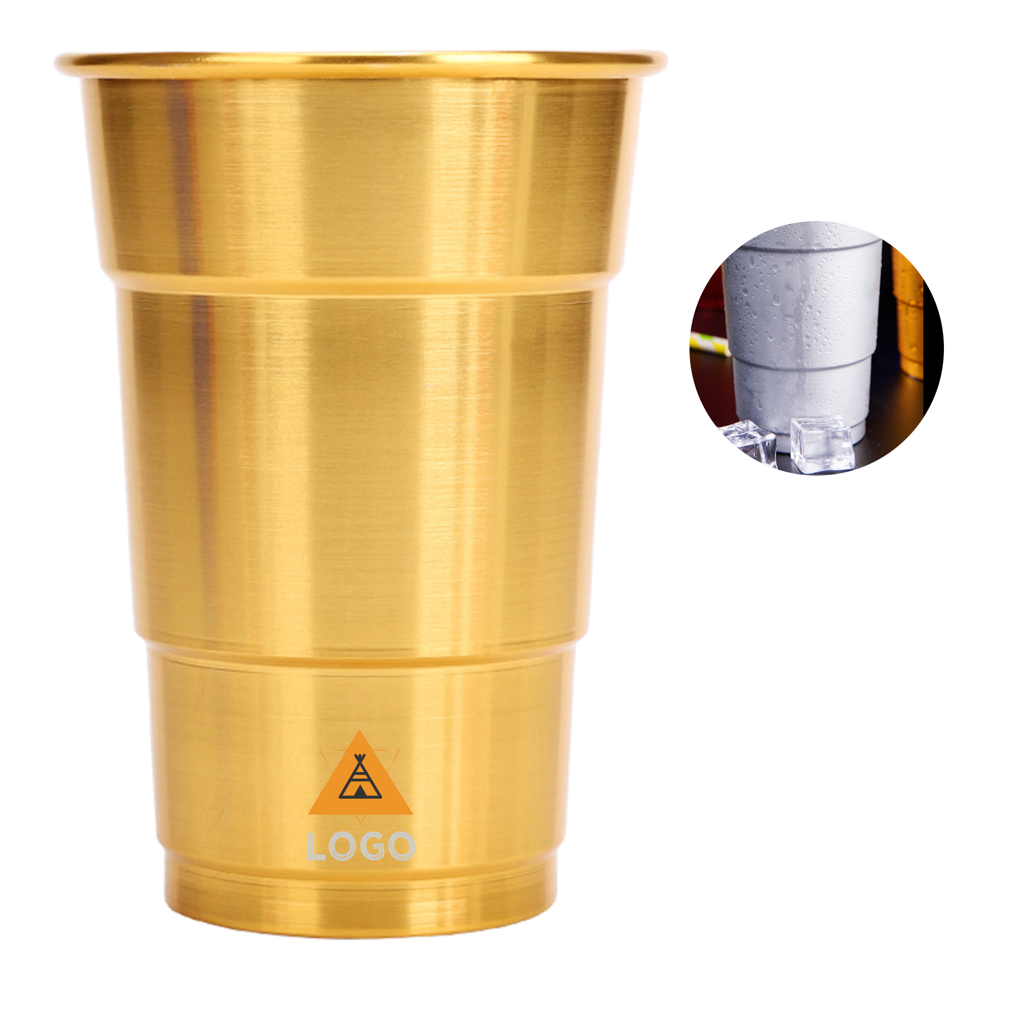 MOQ 50 Aluminum Beer Cup Food Grade Single Layer Metal Cup Custom Logo 2