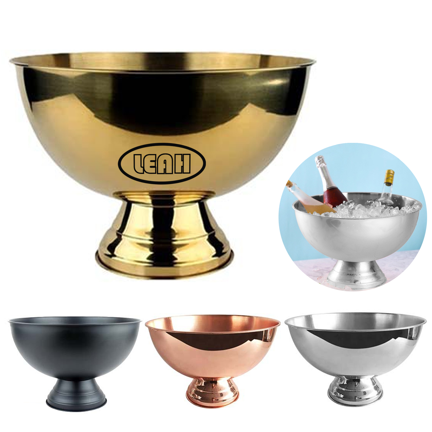 Gold Metal Pedestal Bowl Floral Compote Vase 3