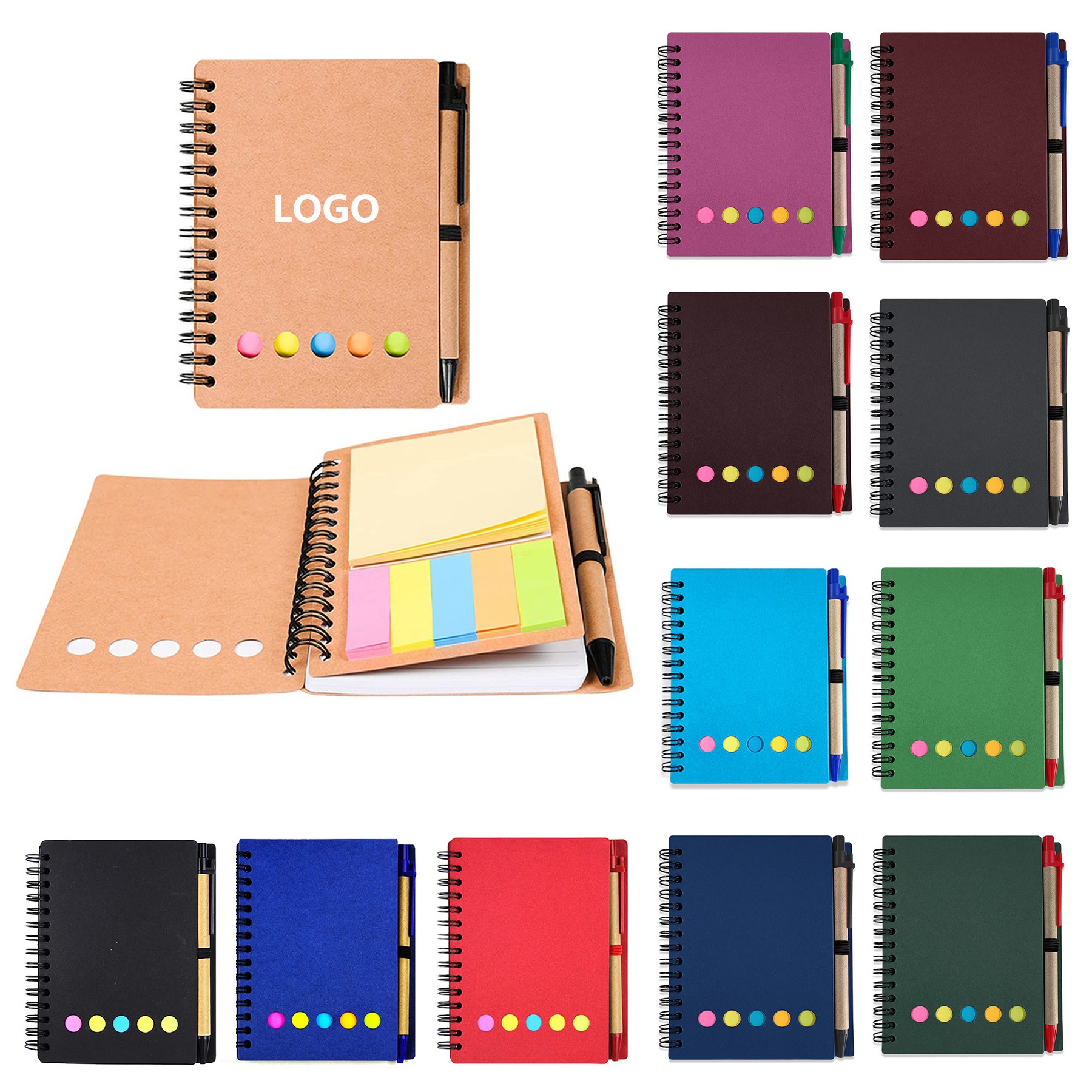 Spiral Notebook with Pen/Sticky Notes