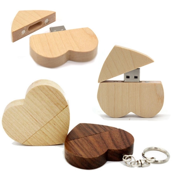 Heart Shape Wooden USB Flash Drive 2
