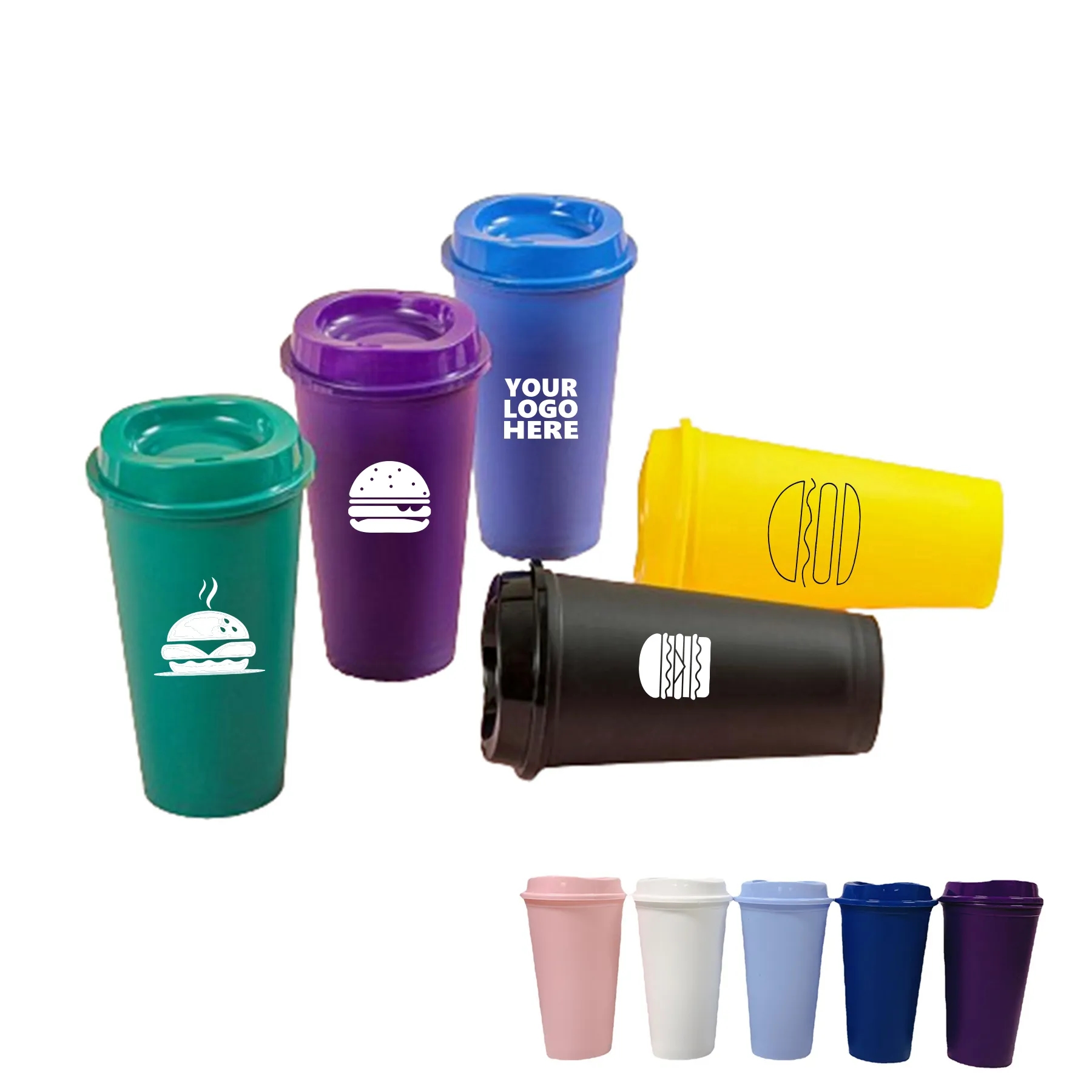 16oz Plastic Stadium Coffee Cup With Lid 5