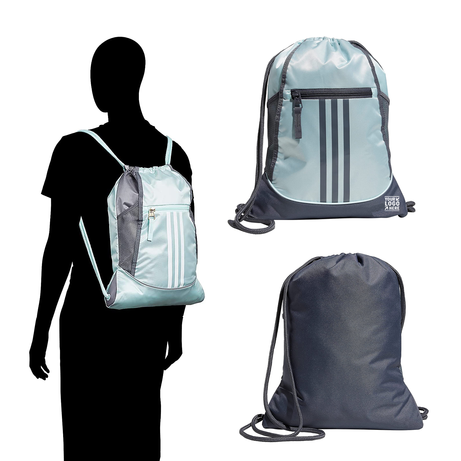 Waterproof Draw String Back Sack with Zip Pocket 2