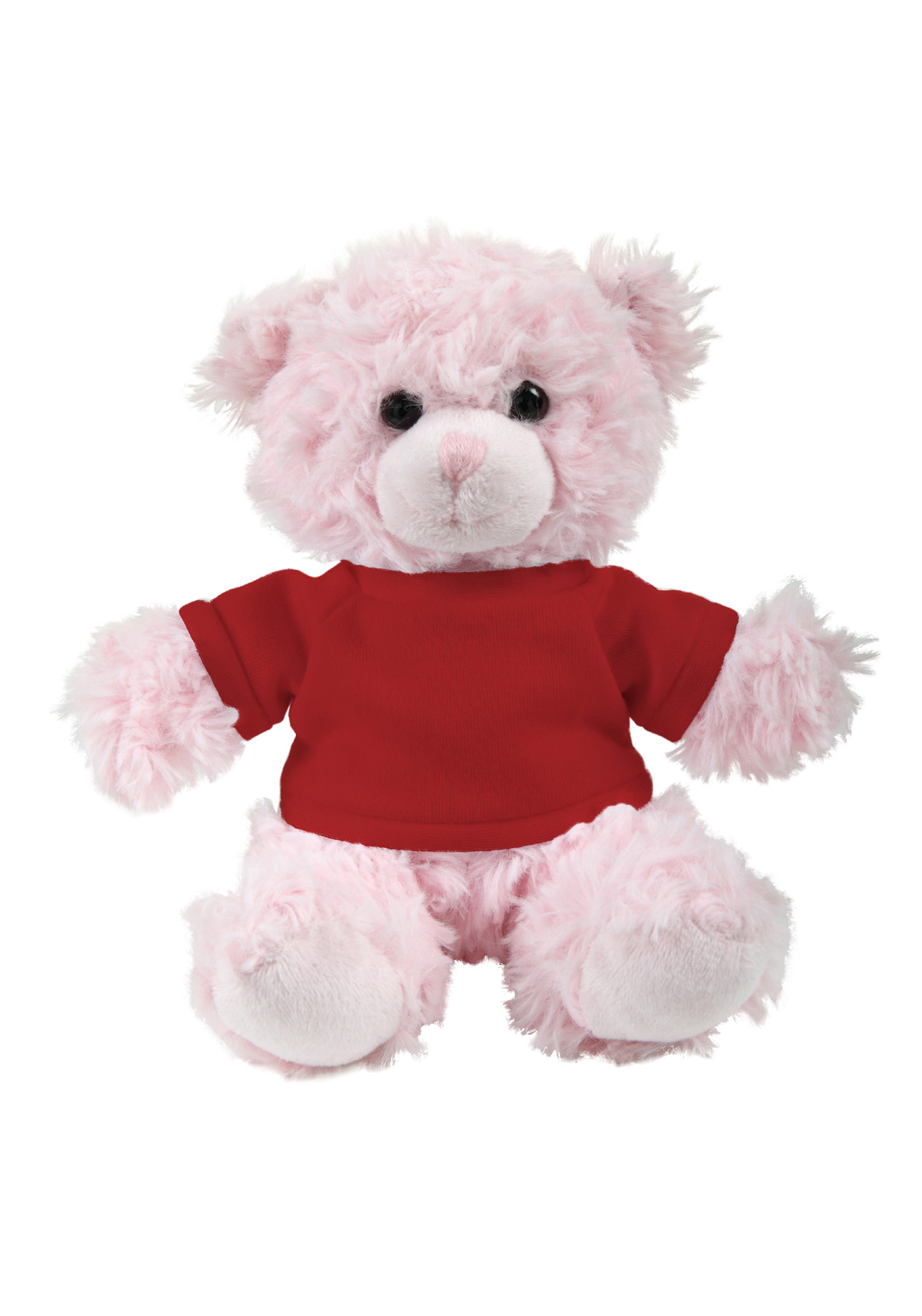 soft plush  Pink Curly Sitting Bear with t-shirt 17