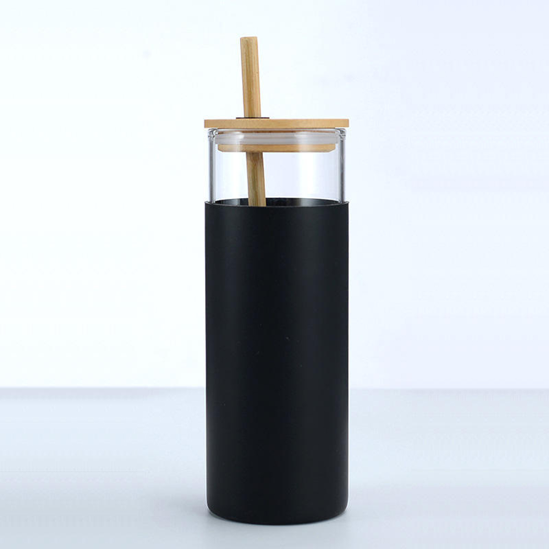 17oz Glass Tumbler with Silicone Sleeve, Bamboo Lid, and Straw 5