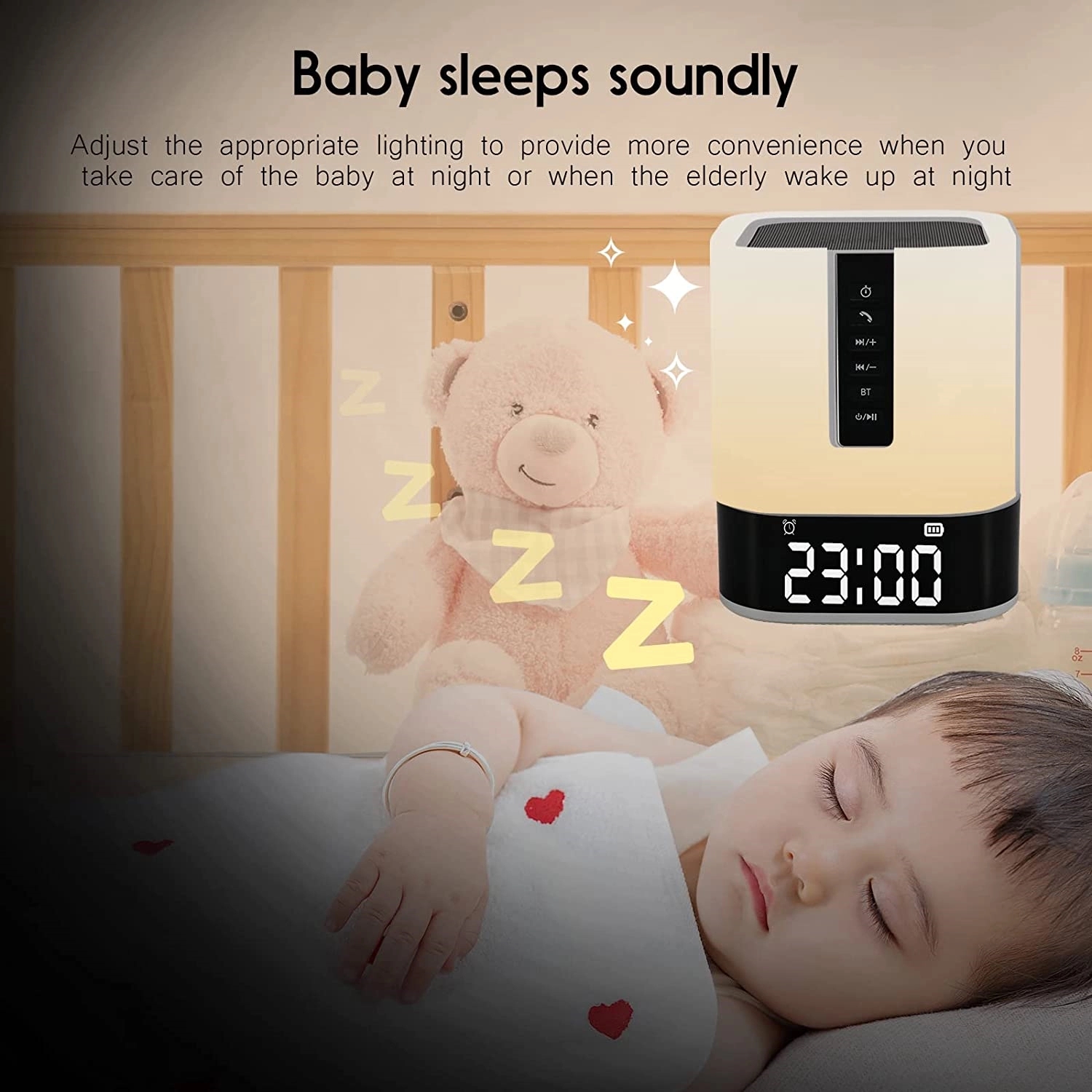 Bluetooth Portable Speakers Alarm Clock,Bedside Lamp 5