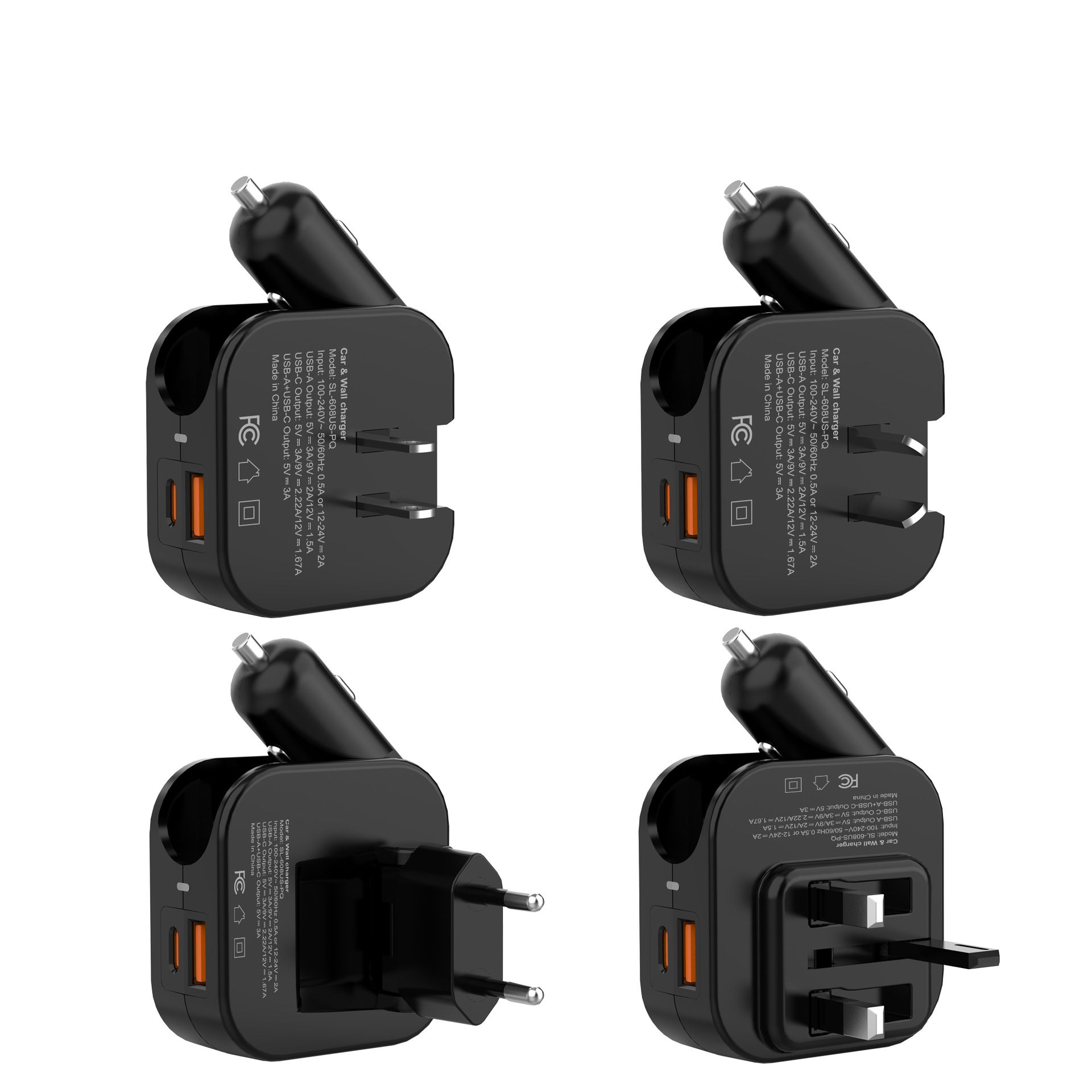 Portable Multifunction car and wall 2 in 1travel charger 5