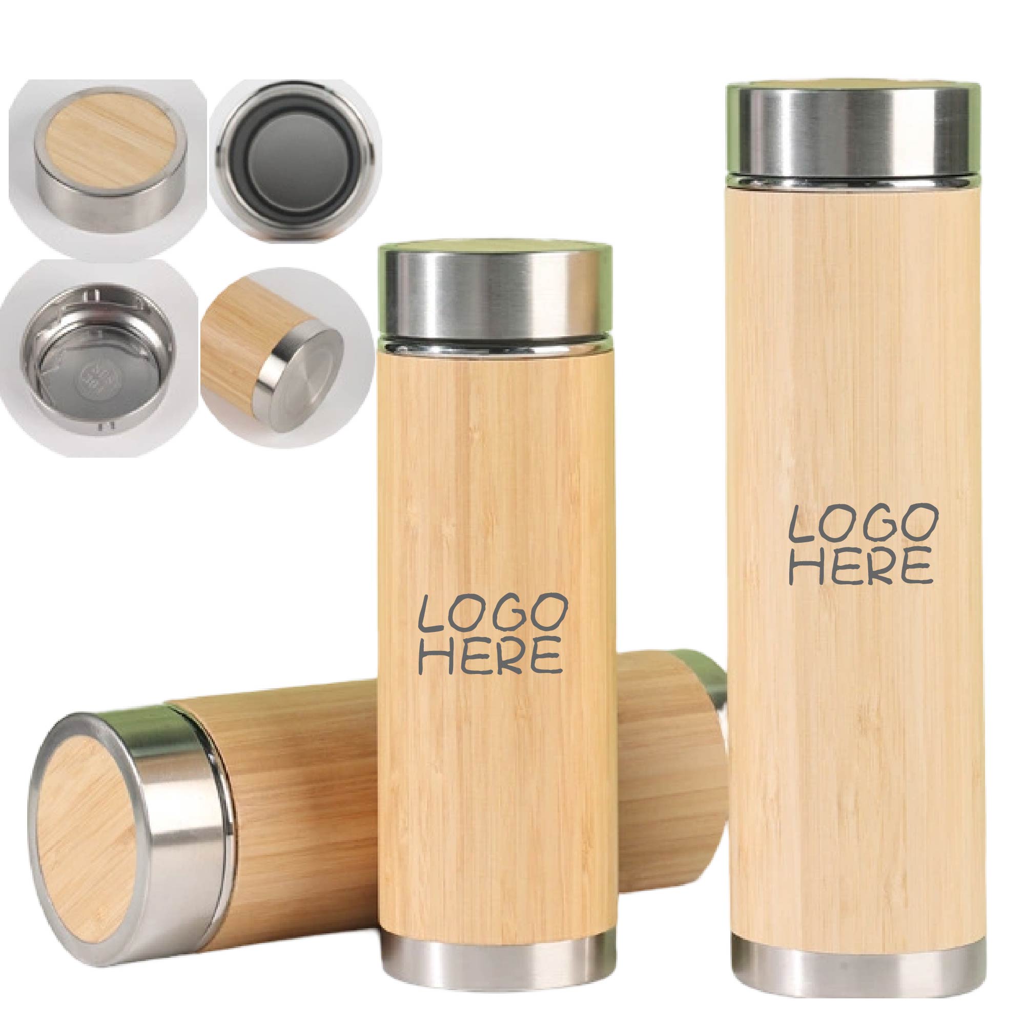 Bamboo Insulated Bottles, custom water bottle with logo imprint 1