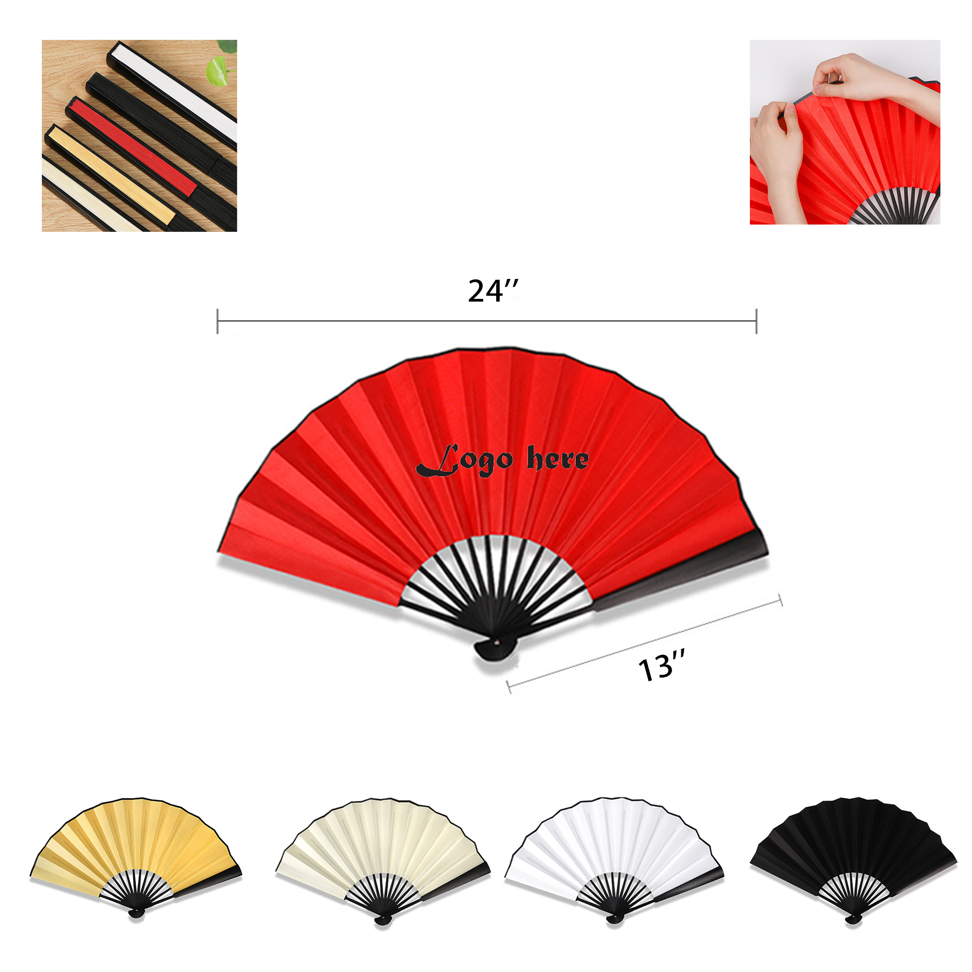 Custom Bamboo 13" Folding Fan 1