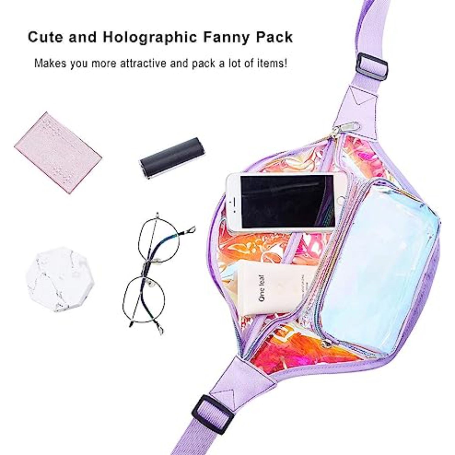 Clear PVC Iridescence Waist Bag Stadium Approved Fanny Pack 3