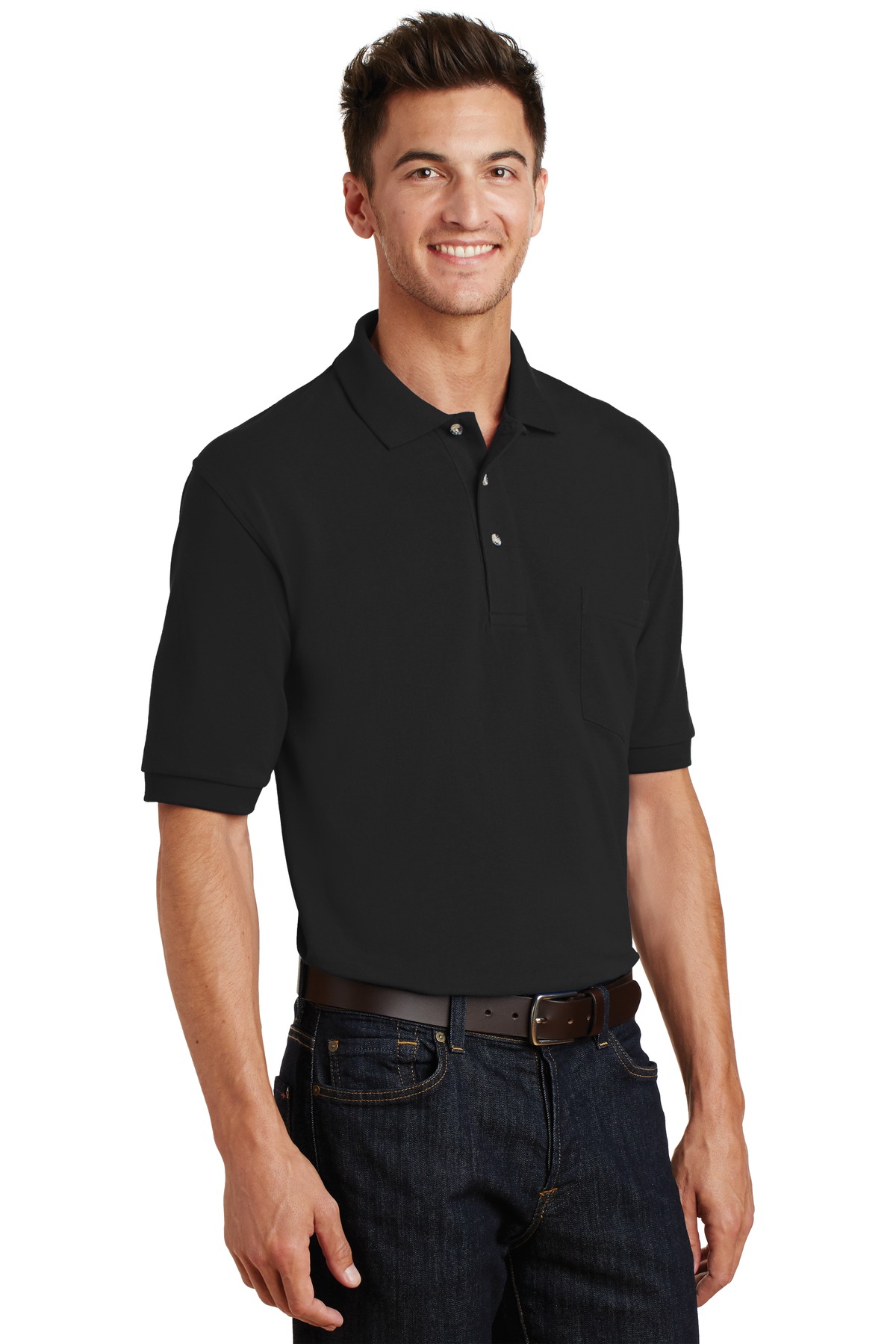 Heavyweight Cotton Pique Polo with Pocket