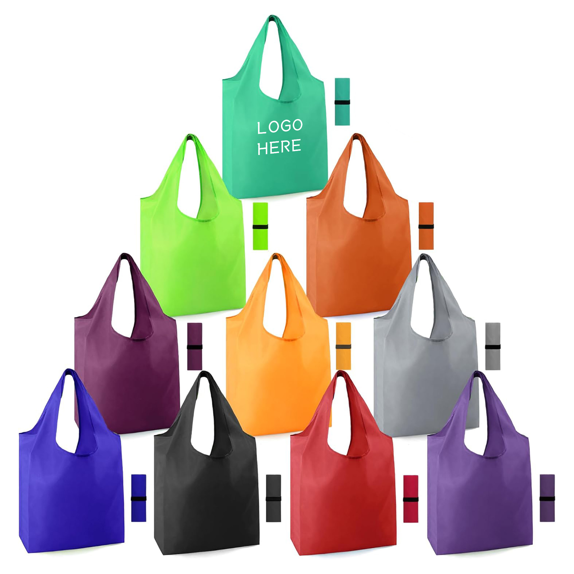 Large Folding Reusable Bags Totes, custom tote bag with logo imprint 2